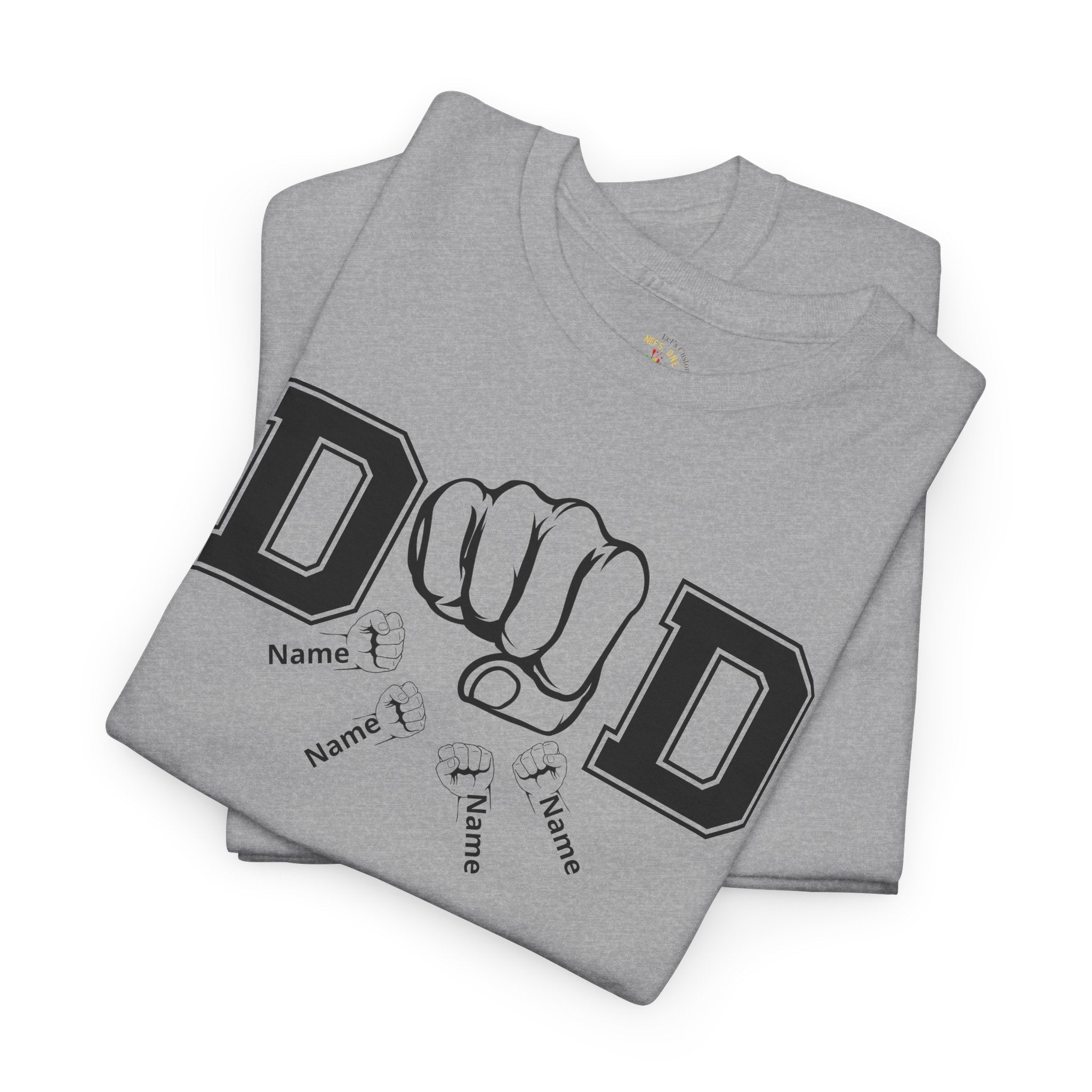 Dad Fist Bump T‑Shirt — Vintage Block Letter DAD Graphic Tee