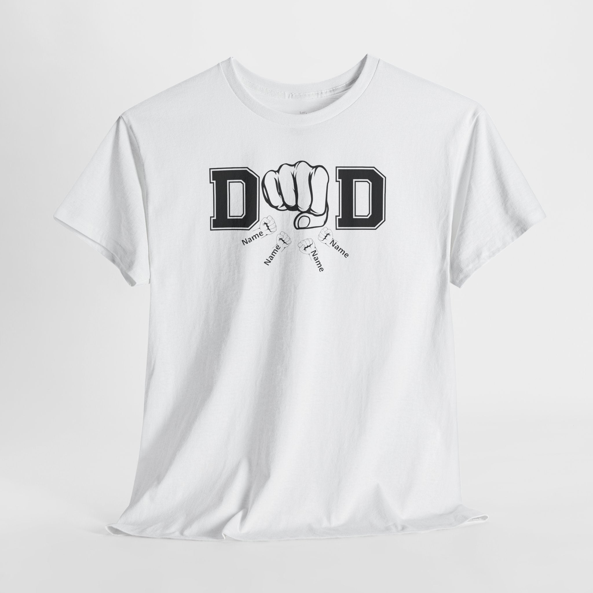 Dad Fist Bump T‑Shirt — Vintage Block Letter DAD Graphic Tee