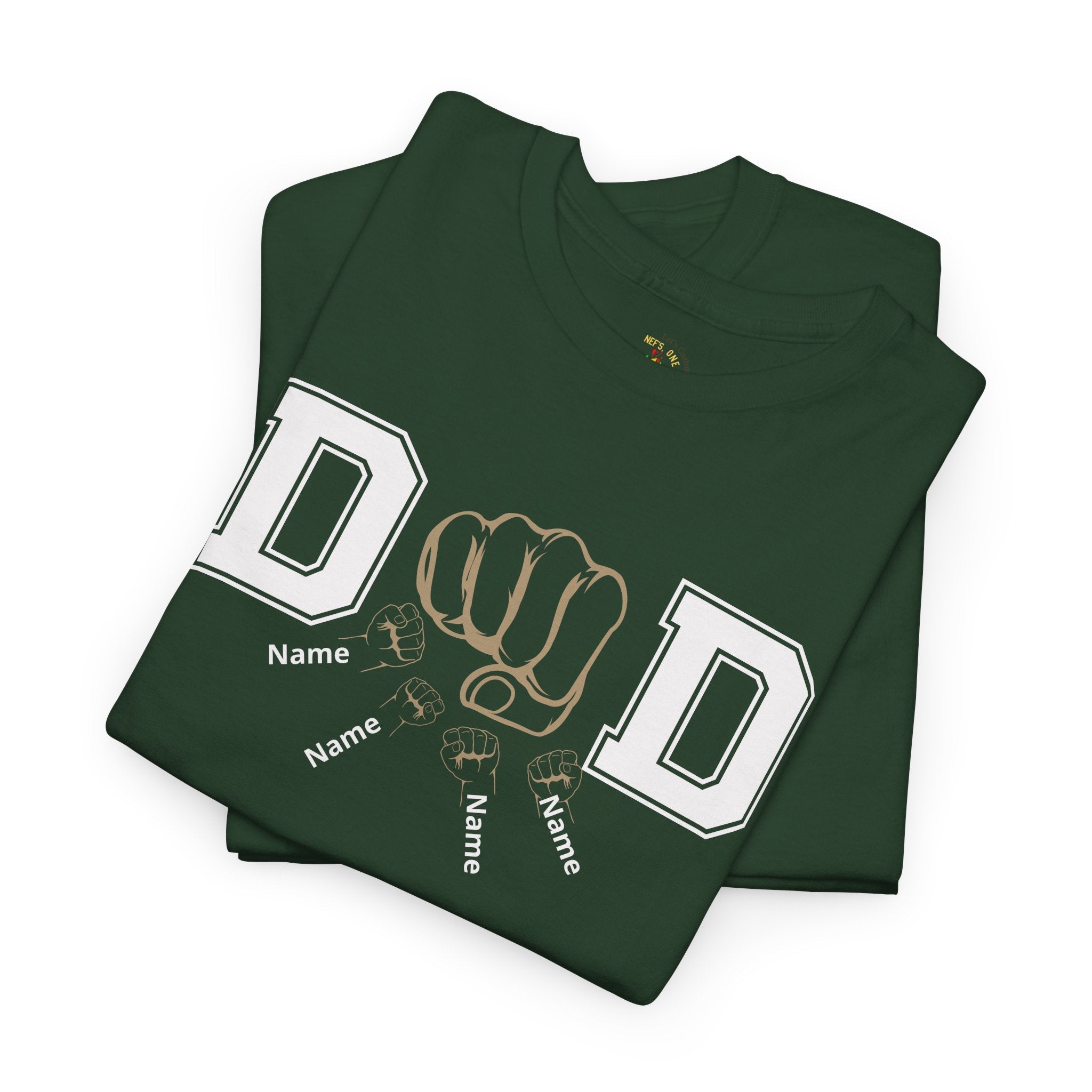 Dad Fist Bump T‑Shirt — Vintage Block Letter DAD Graphic Tee