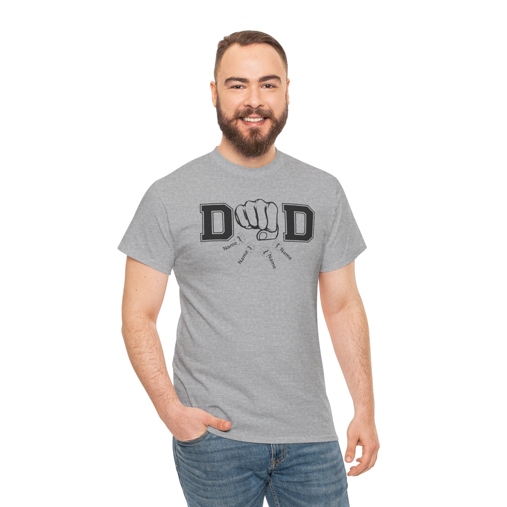 Dad Fist Bump T‑Shirt — Vintage Block Letter DAD Graphic Tee