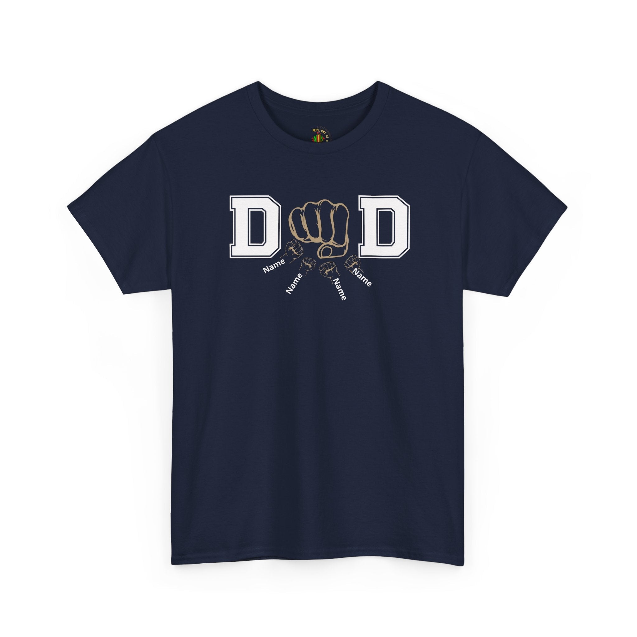 Dad Fist Bump T‑Shirt — Vintage Block Letter DAD Graphic Tee