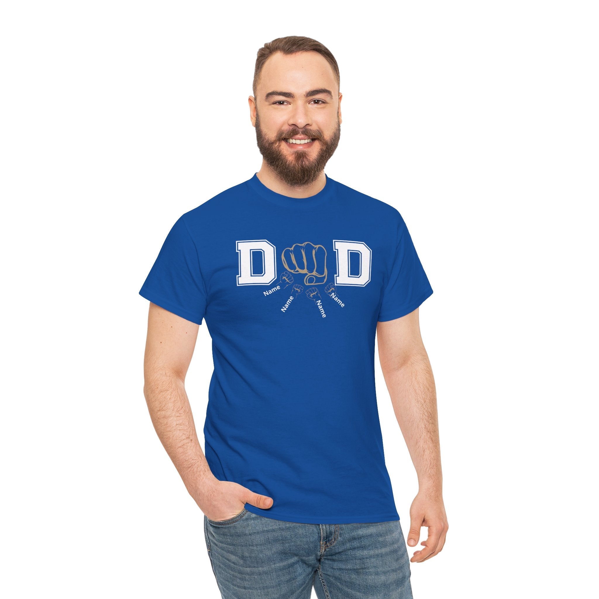 Dad Fist Bump T‑Shirt — Vintage Block Letter DAD Graphic Tee