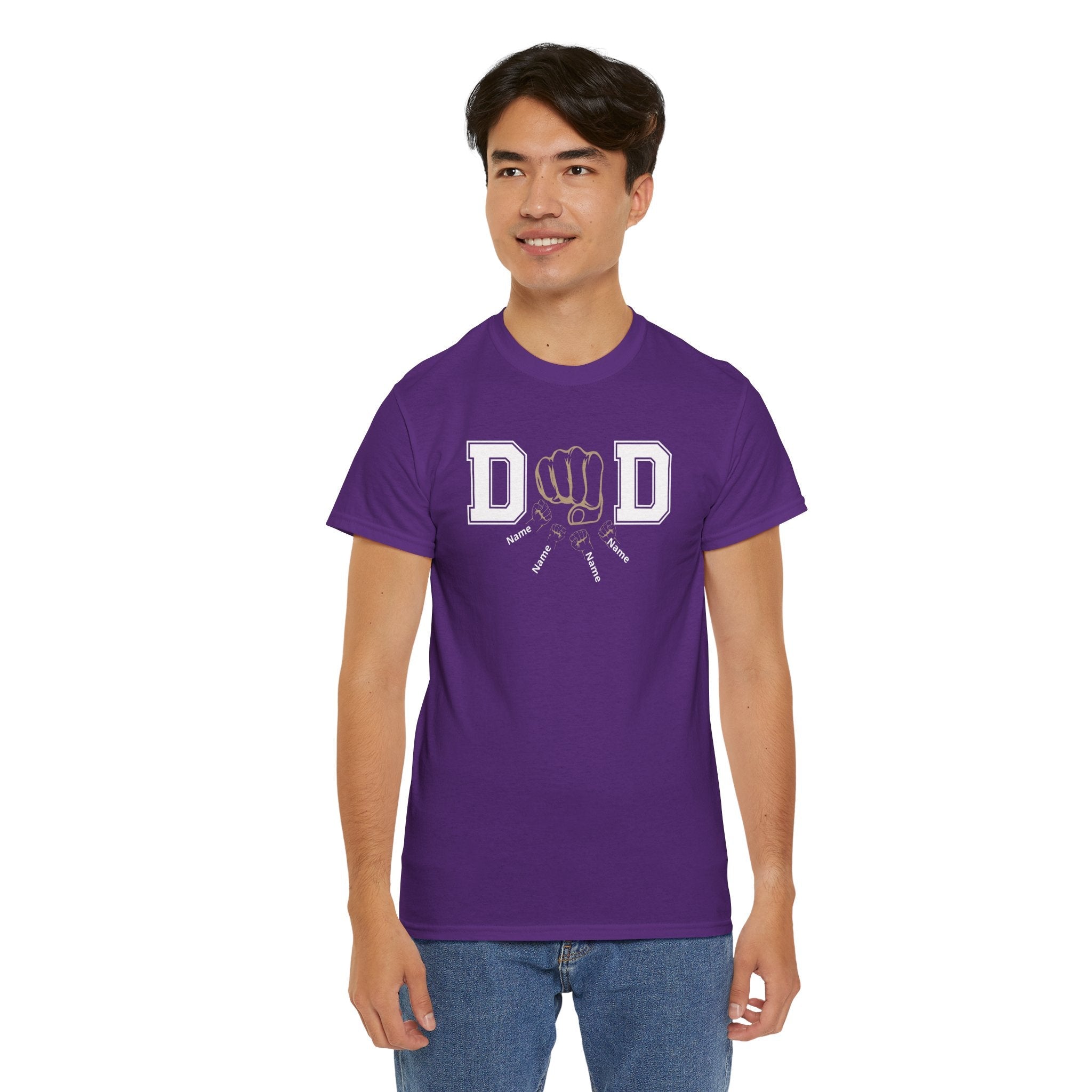 Dad Fist Bump T‑Shirt — Vintage Block Letter DAD Graphic Tee