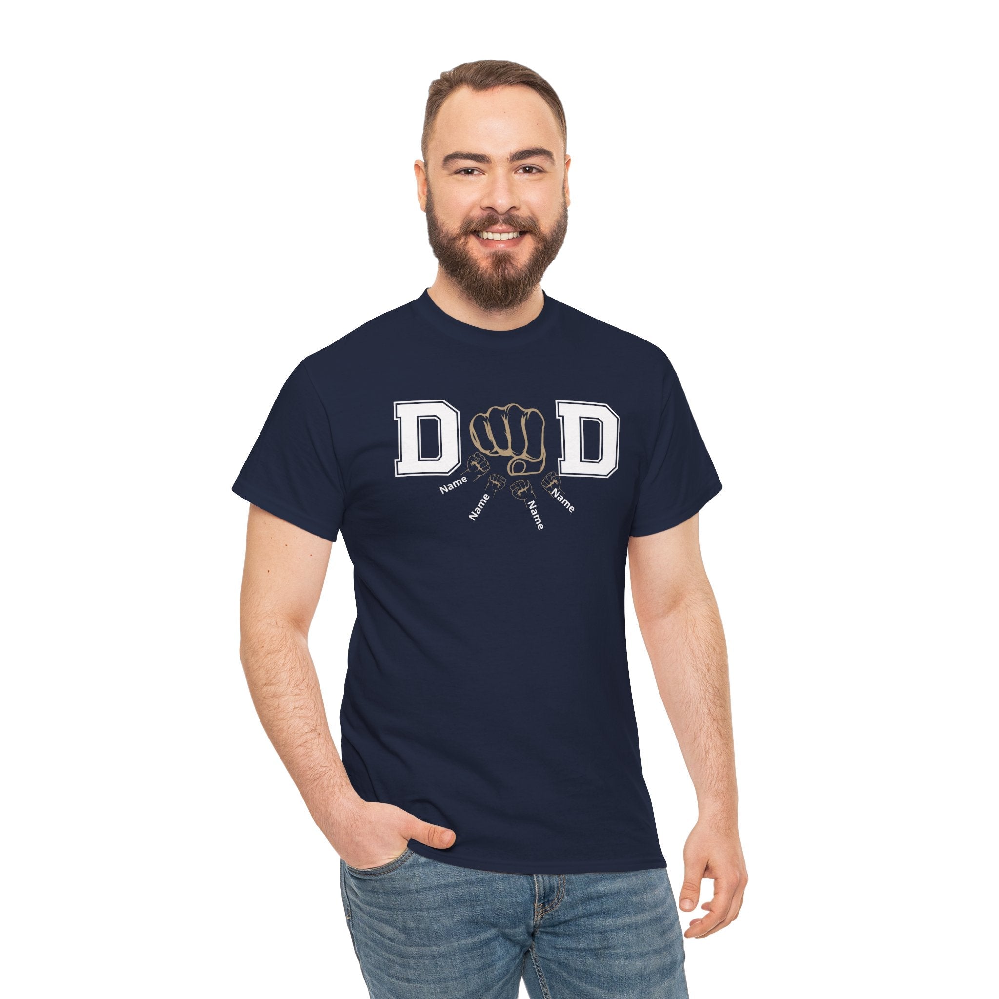 Dad Fist Bump T‑Shirt — Vintage Block Letter DAD Graphic Tee