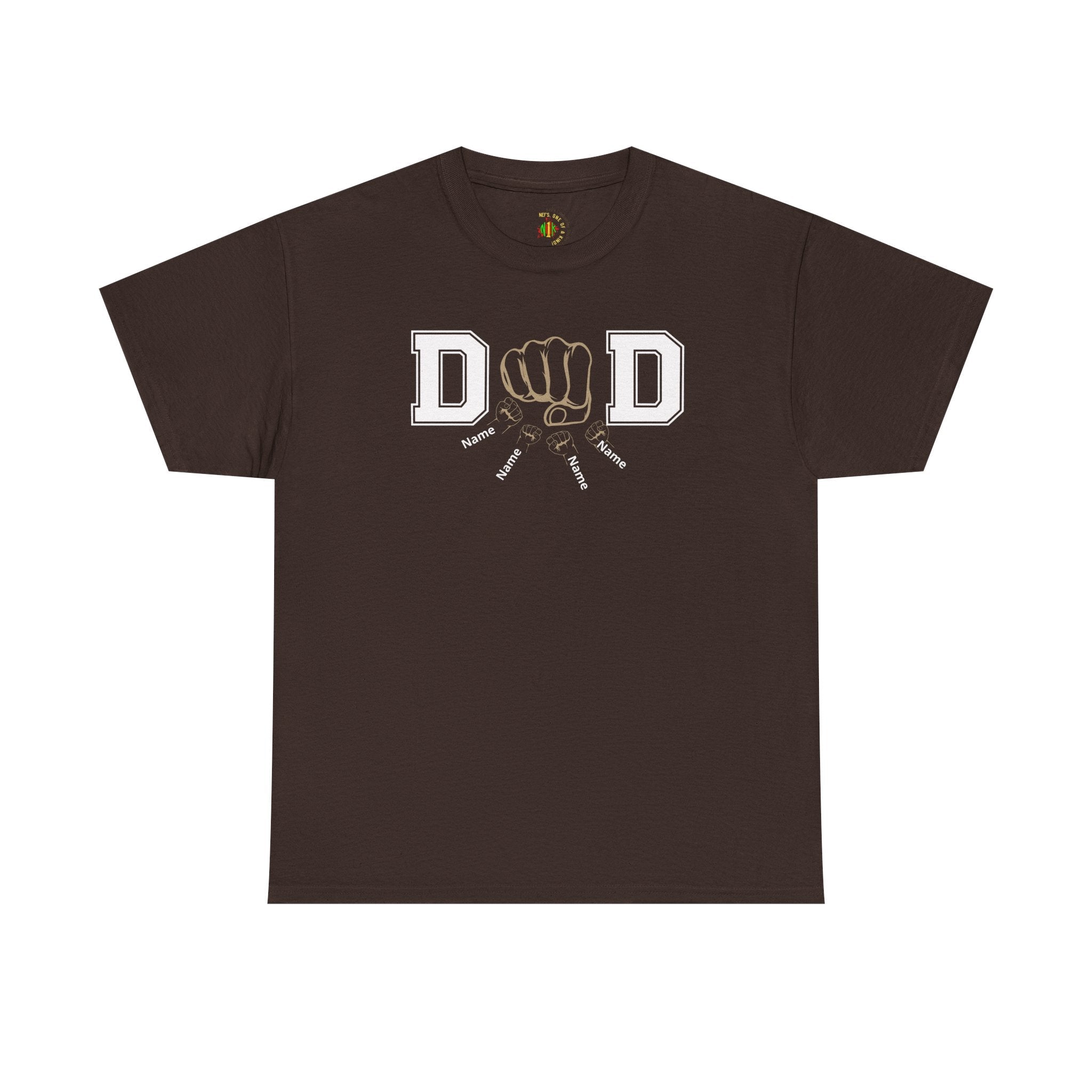 Dad Fist Bump T‑Shirt — Vintage Block Letter DAD Graphic Tee