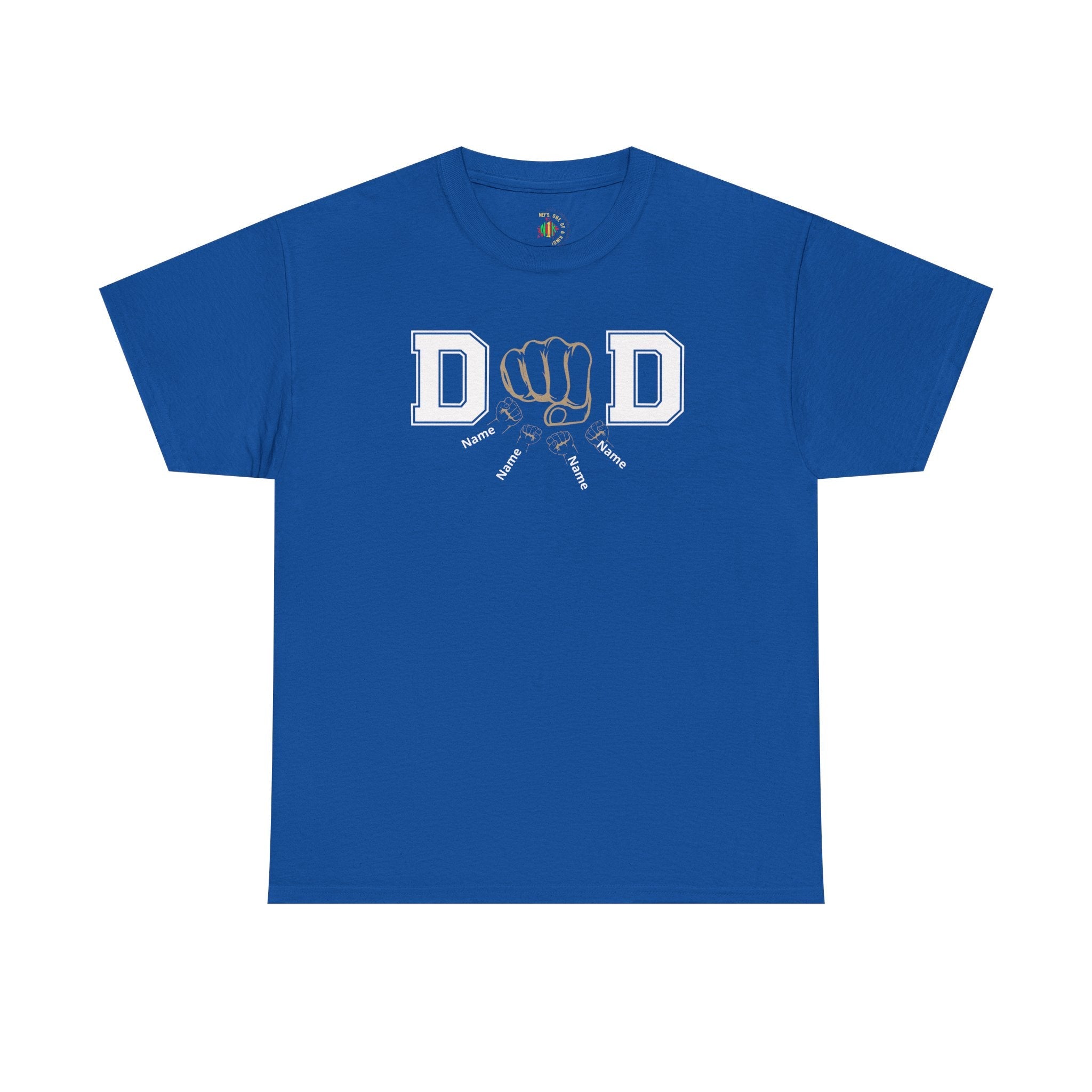 Dad Fist Bump T‑Shirt — Vintage Block Letter DAD Graphic Tee