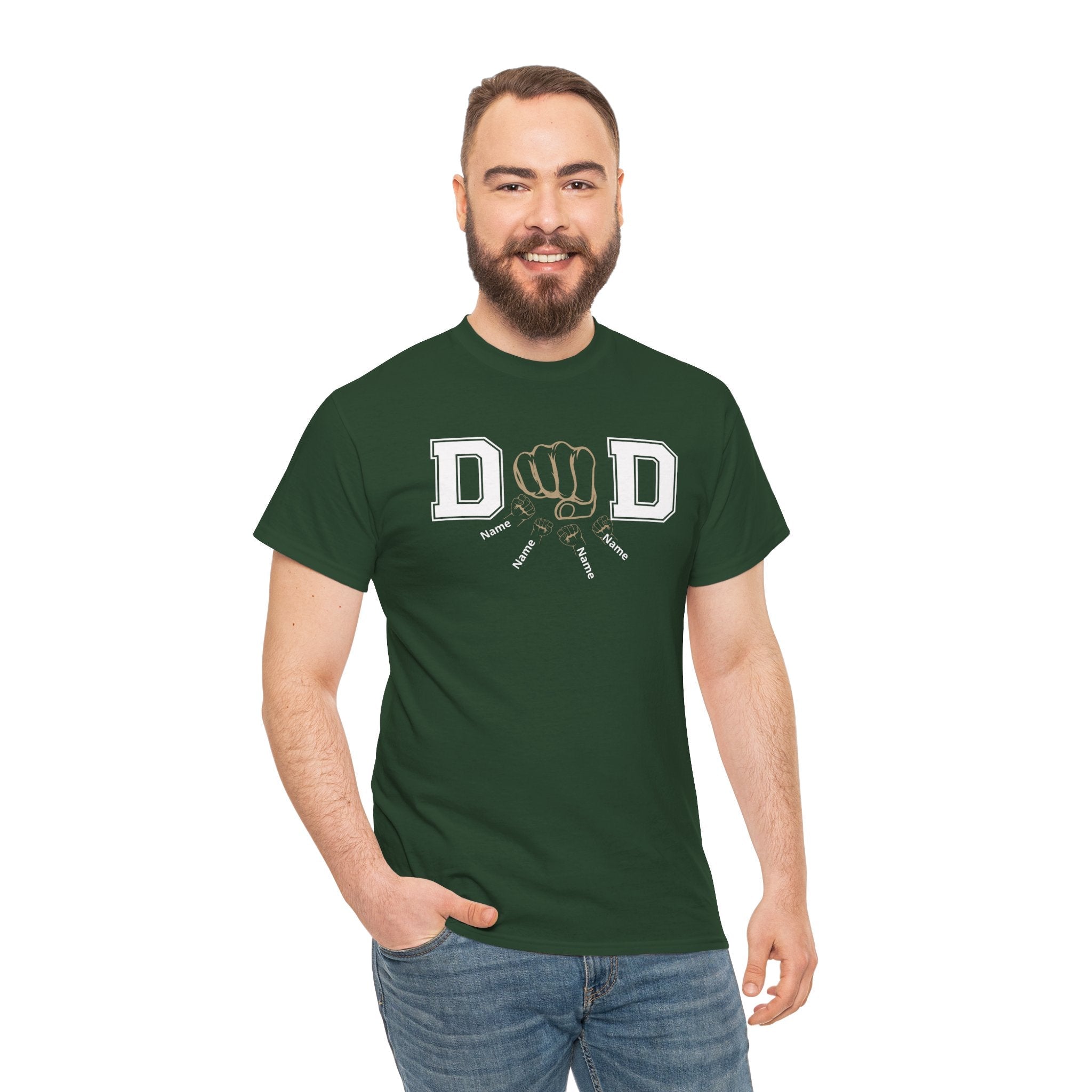 Dad Fist Bump T‑Shirt — Vintage Block Letter DAD Graphic Tee