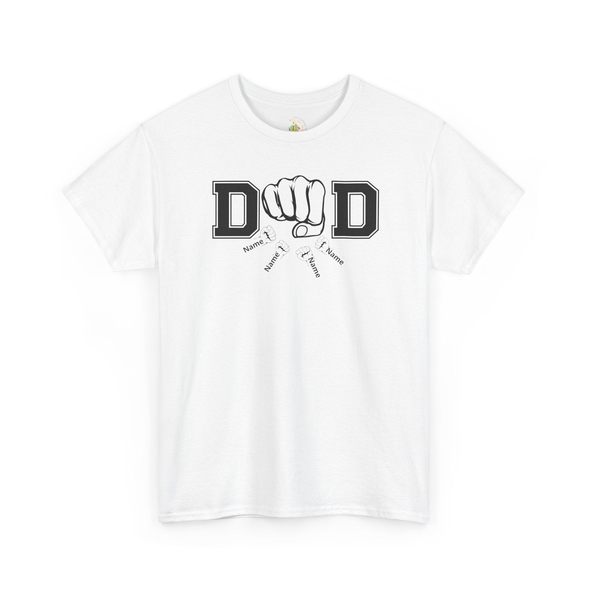 Dad Fist Bump T‑Shirt — Vintage Block Letter DAD Graphic Tee