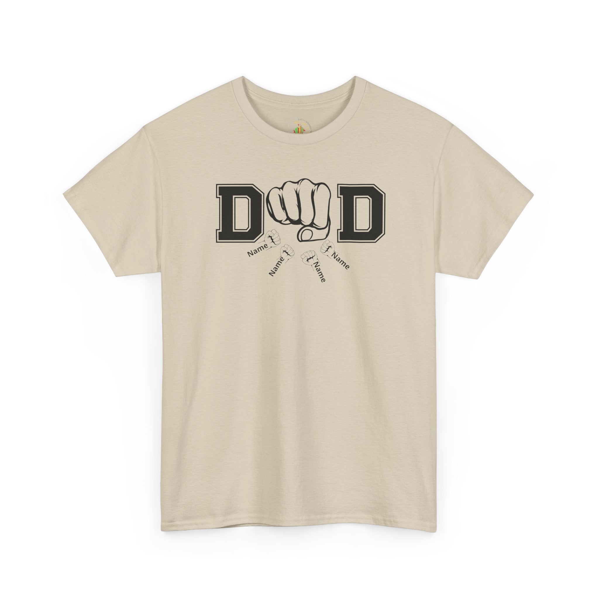 Dad Fist Bump T‑Shirt — Vintage Block Letter DAD Graphic Tee