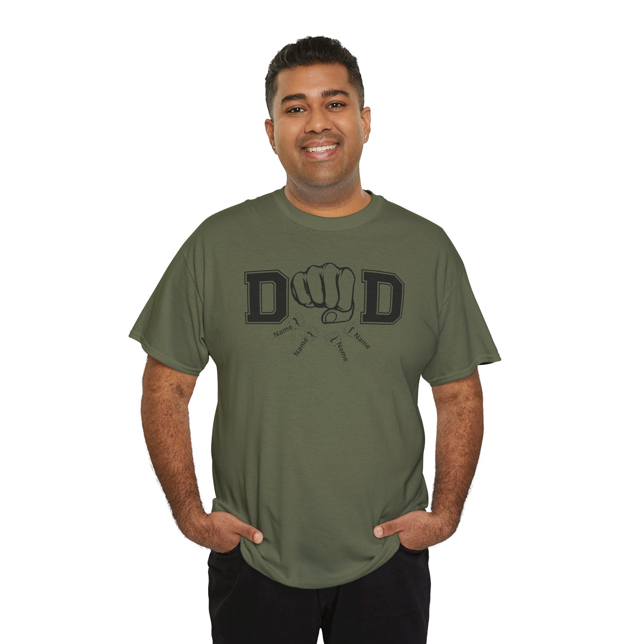 Dad Fist Bump T‑Shirt — Vintage Block Letter DAD Graphic Tee