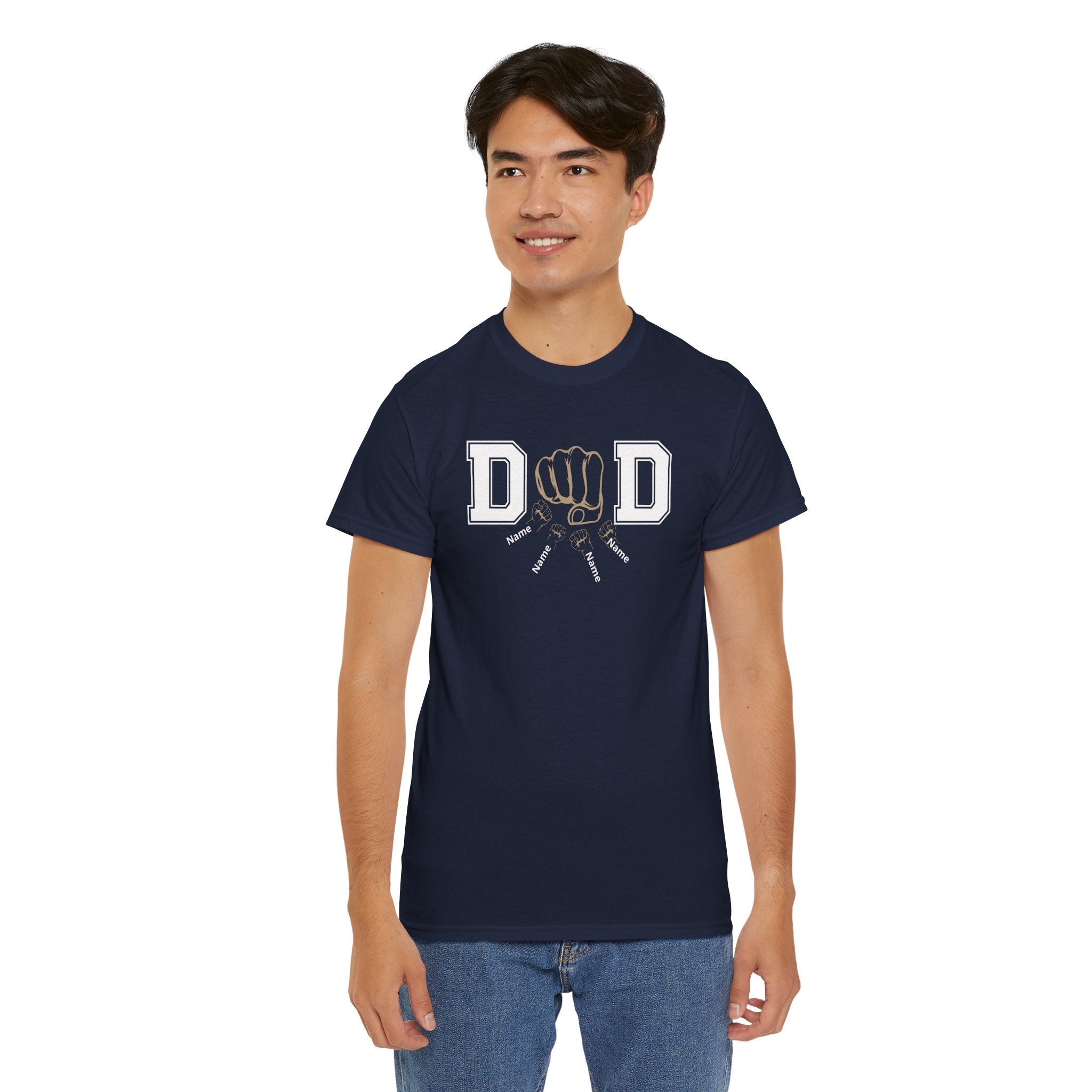 Dad Fist Bump T‑Shirt — Vintage Block Letter DAD Graphic Tee
