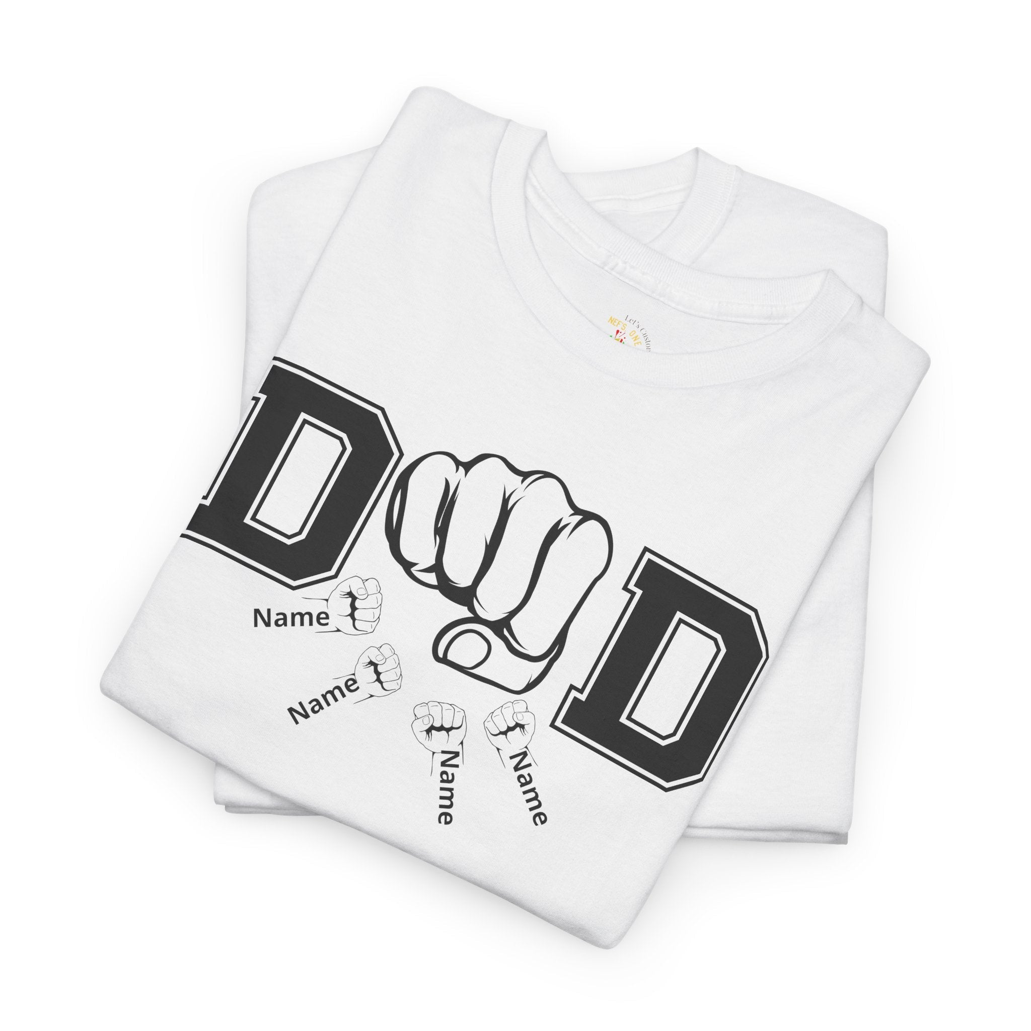 Dad Fist Bump T‑Shirt — Vintage Block Letter DAD Graphic Tee