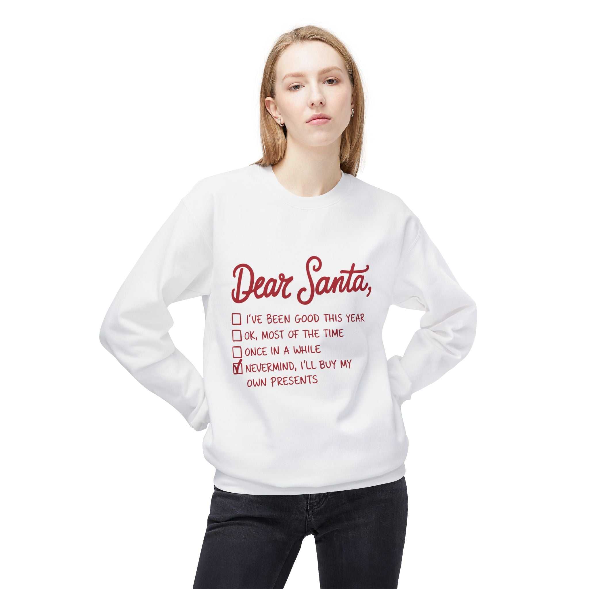 "Dear Santa" Funny Christmas Checklist Holiday Crewneck SweatshirtSweatshirtDear Santa