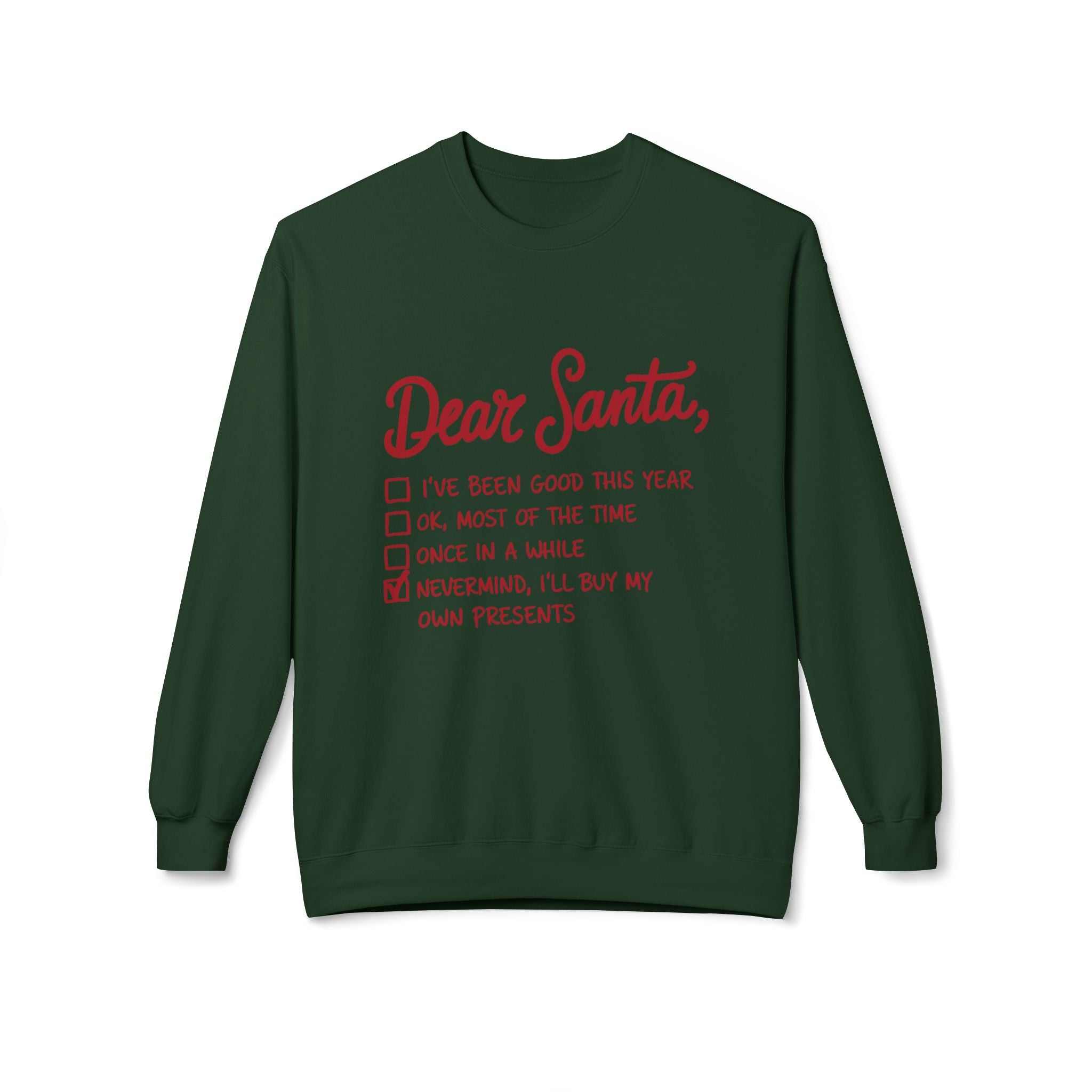 "Dear Santa" Funny Christmas Checklist Holiday Crewneck SweatshirtSweatshirtDear Santa