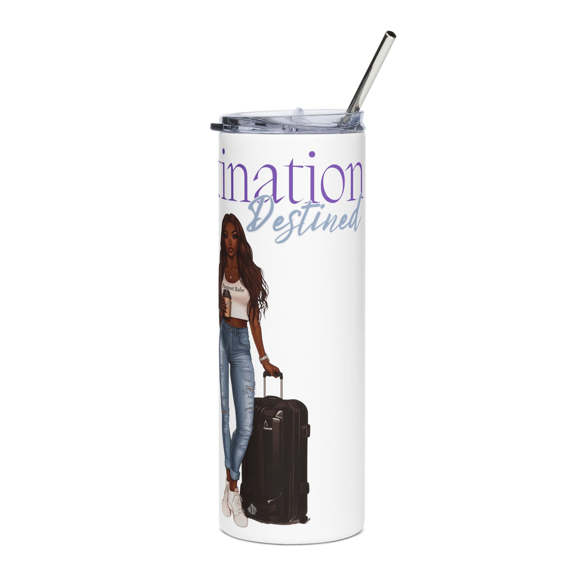 Destination Destined Customizable Skinny Tumbler with Straw, 20oz