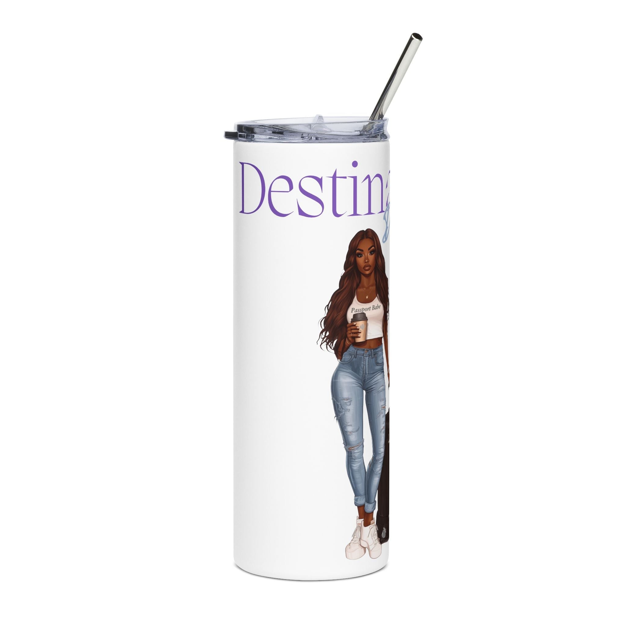Destination Destined Customizable Skinny Tumbler with Straw, 20oz