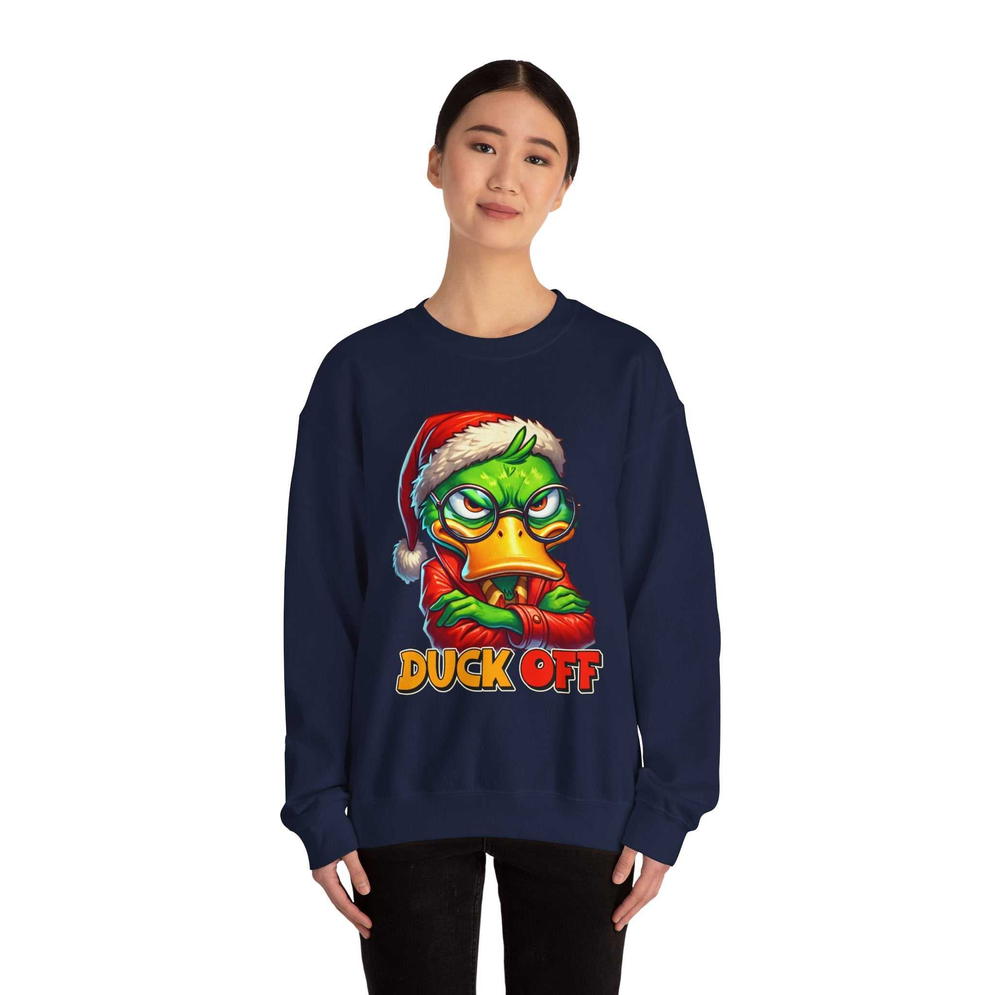 Duck off Christmas Funny Holiday Unisex Heavy Blend CrewneckSweatshirtUnisex Heavy Blend™ Crewneck Sweatshirt