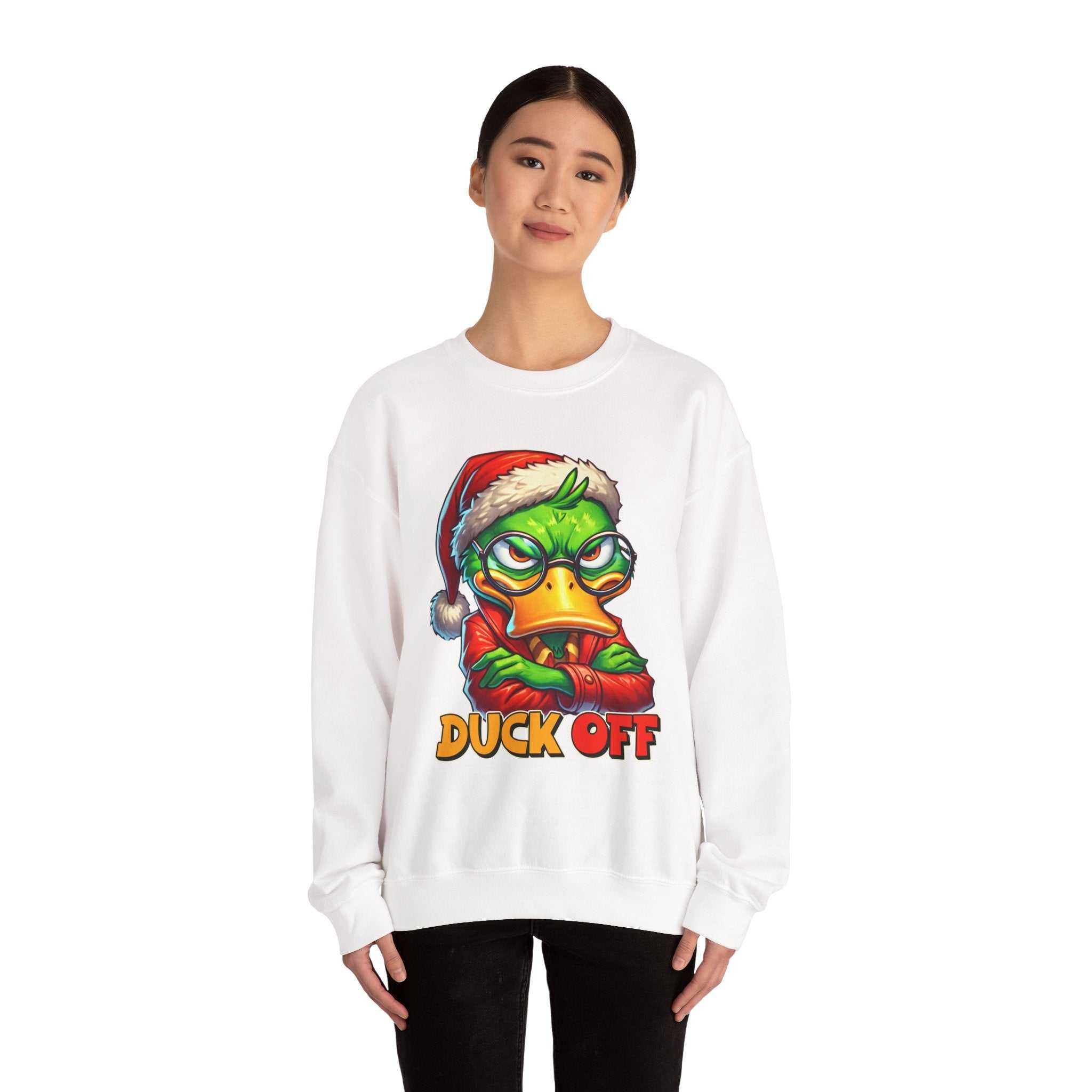 Duck off Christmas Funny Holiday Unisex Heavy Blend CrewneckSweatshirtUnisex Heavy Blend™ Crewneck Sweatshirt