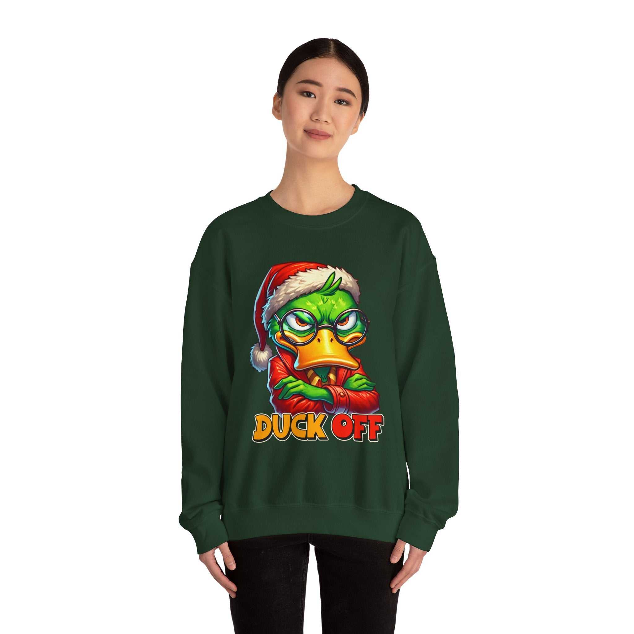 Duck off Christmas Funny Holiday Unisex Heavy Blend CrewneckSweatshirtUnisex Heavy Blend™ Crewneck Sweatshirt