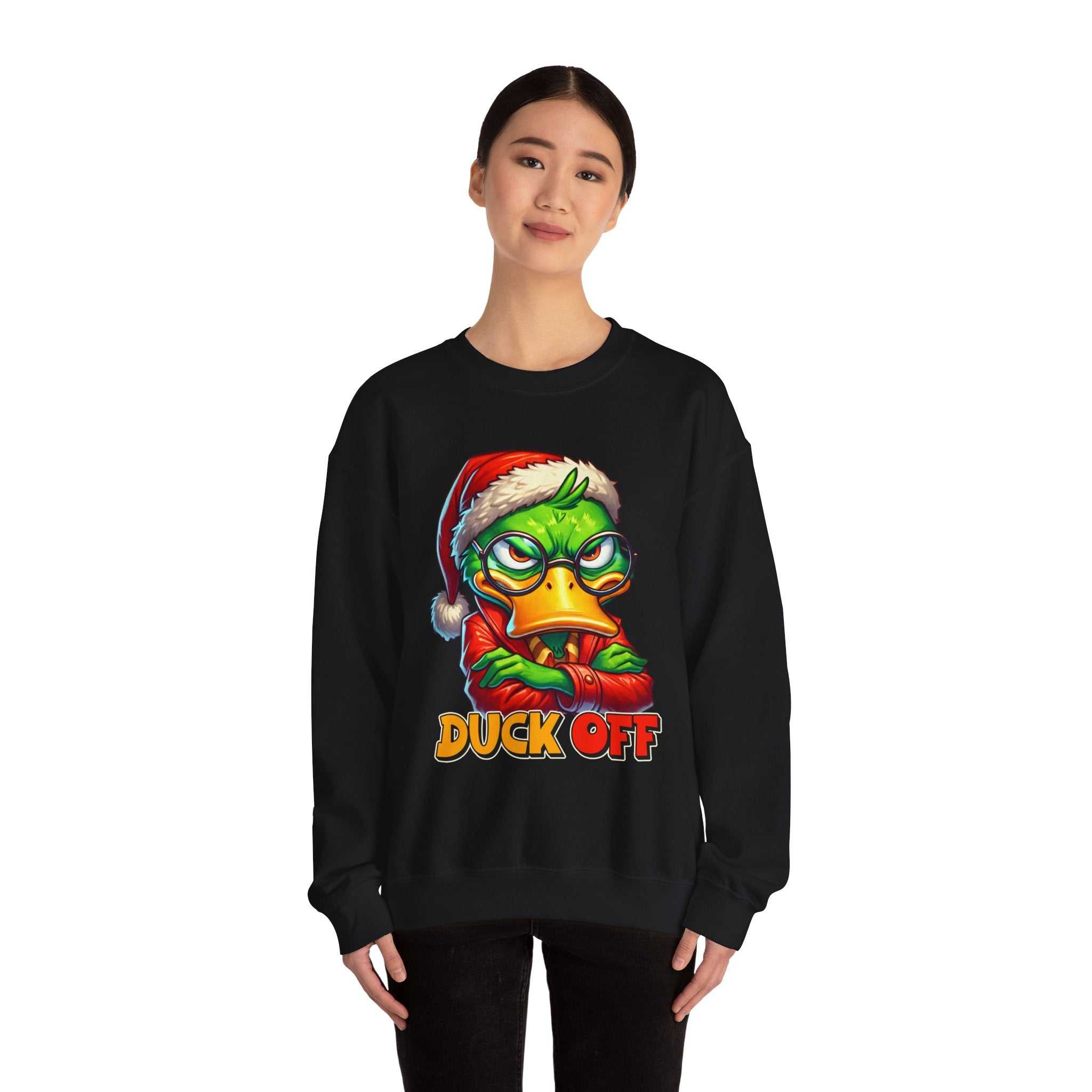 Duck off Christmas Funny Holiday Unisex Heavy Blend CrewneckSweatshirtUnisex Heavy Blend™ Crewneck Sweatshirt