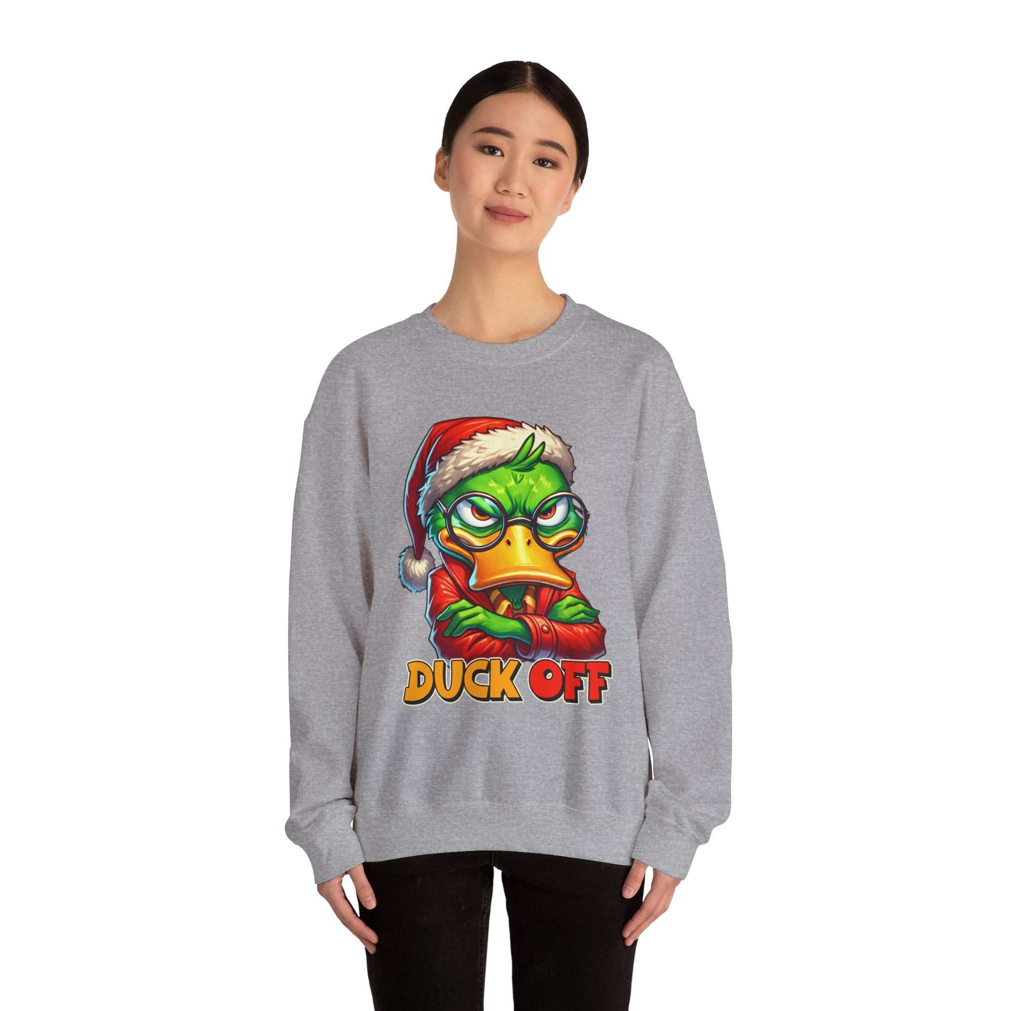 Duck off Christmas Funny Holiday Unisex Heavy Blend CrewneckSweatshirtUnisex Heavy Blend™ Crewneck Sweatshirt