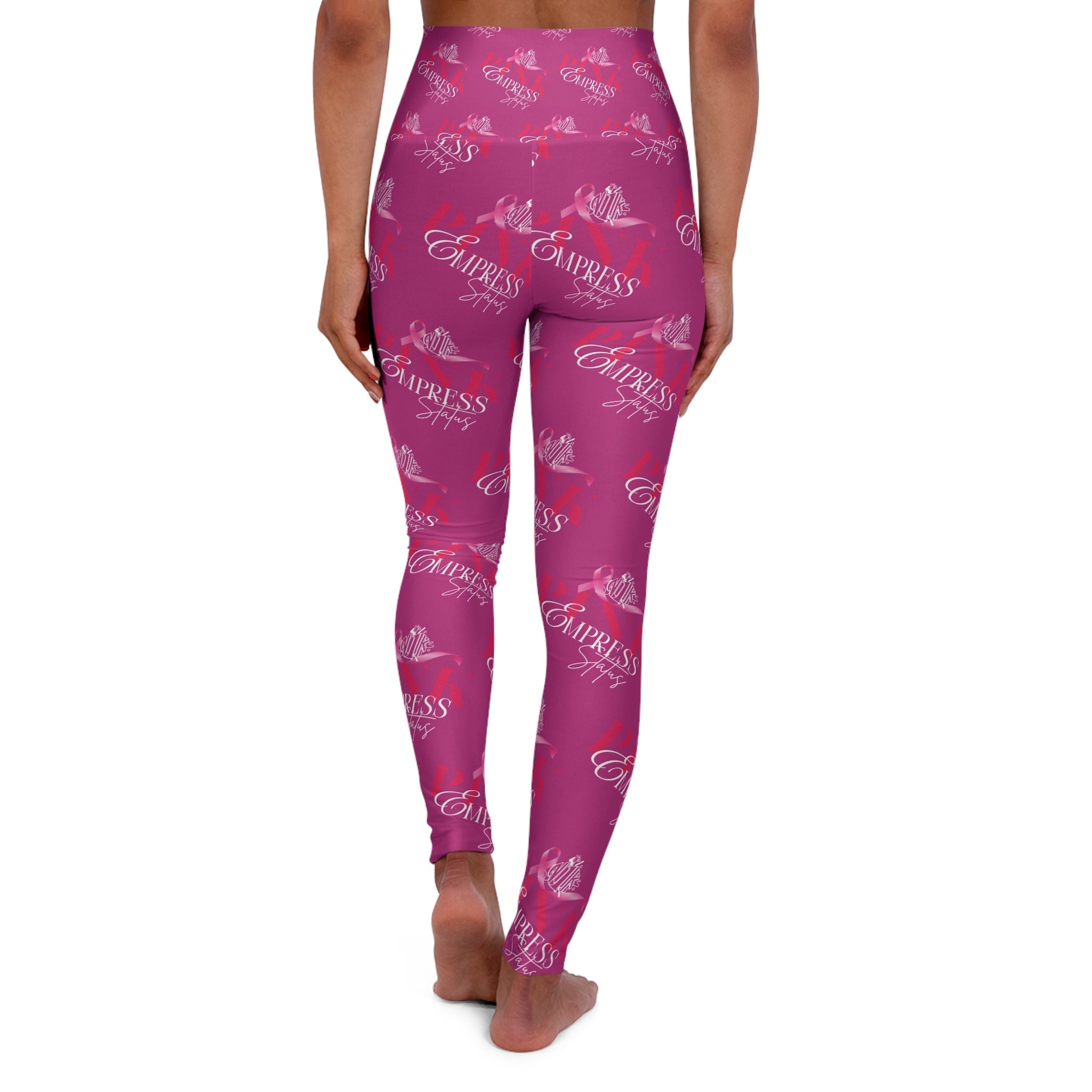 Empress Status Pink Breast Cancer Awareness High-Waist Yoga Leggings — All-Over Print