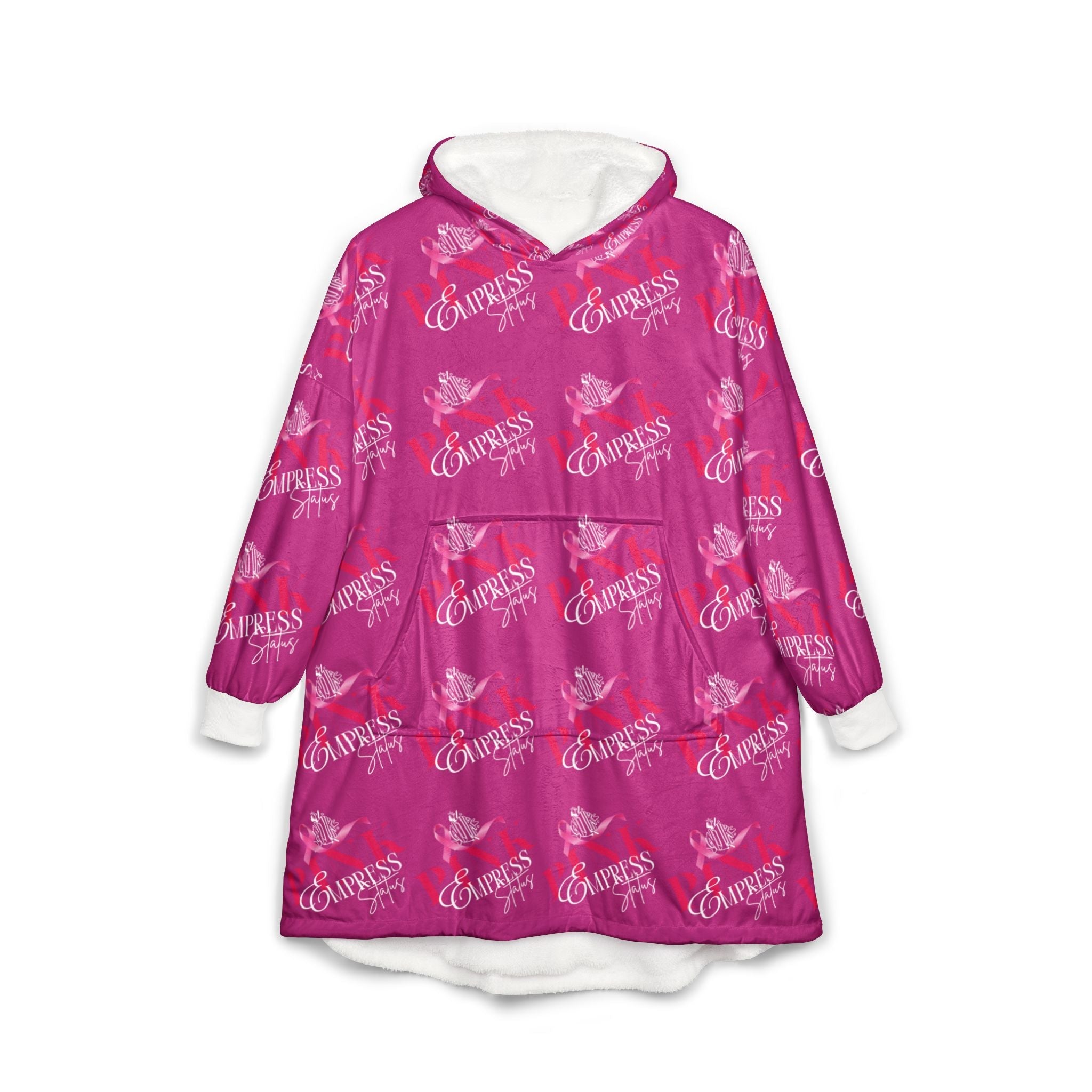 Empress Status Pink Breast Cancer Awareness Hooded Blanket - All-Over Print Cozy Wearable Throw