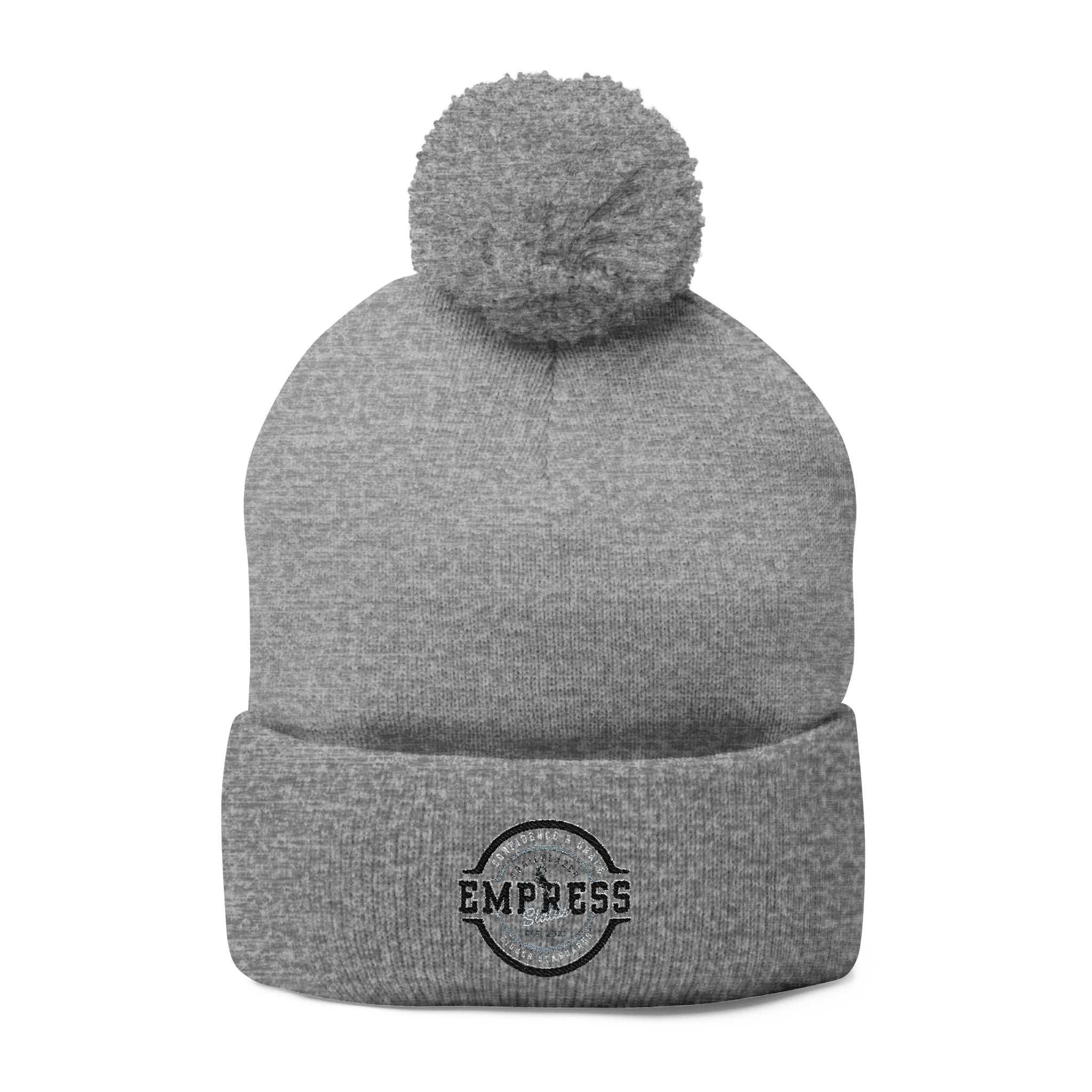 Empress Status Trailblazer Confidence Pom-Pom Knit Cap – Embroidered BHatsEmpress Pom-Pom Knit Cap