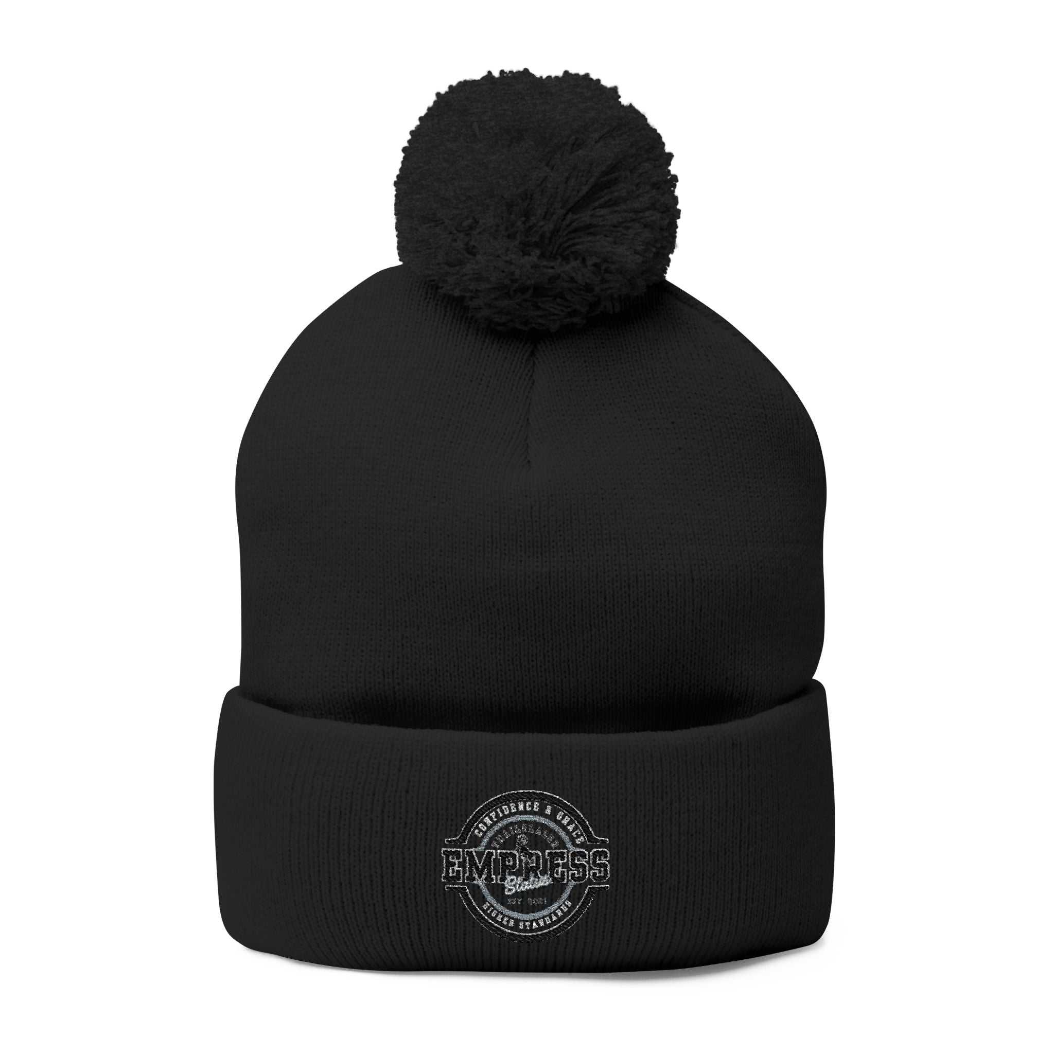 Empress Status Trailblazer Confidence Pom-Pom Knit Cap – Embroidered BHatsEmpress Pom-Pom Knit Cap
