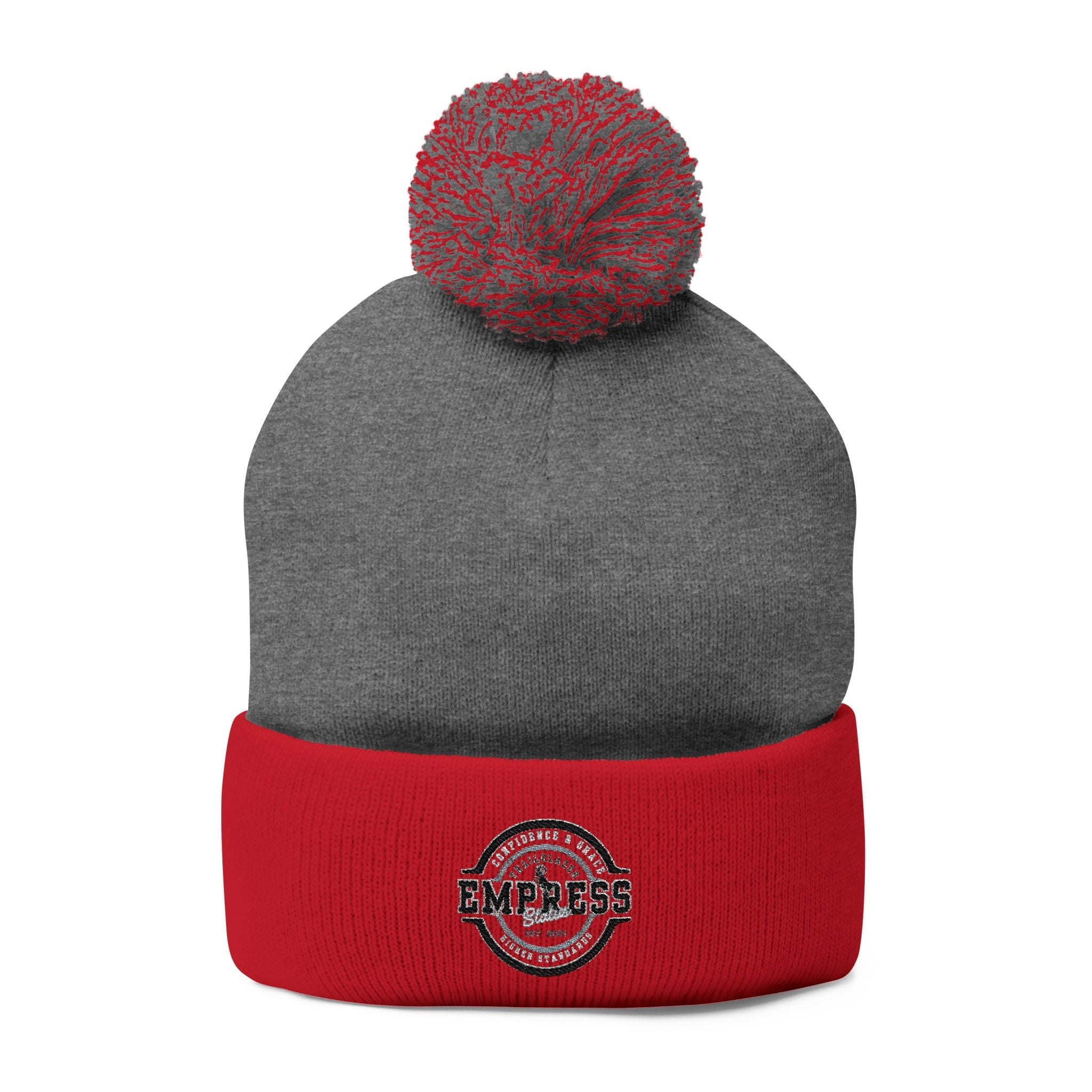 Empress Status Trailblazer Confidence Pom-Pom Knit Cap – Embroidered Beanie Winter Hat