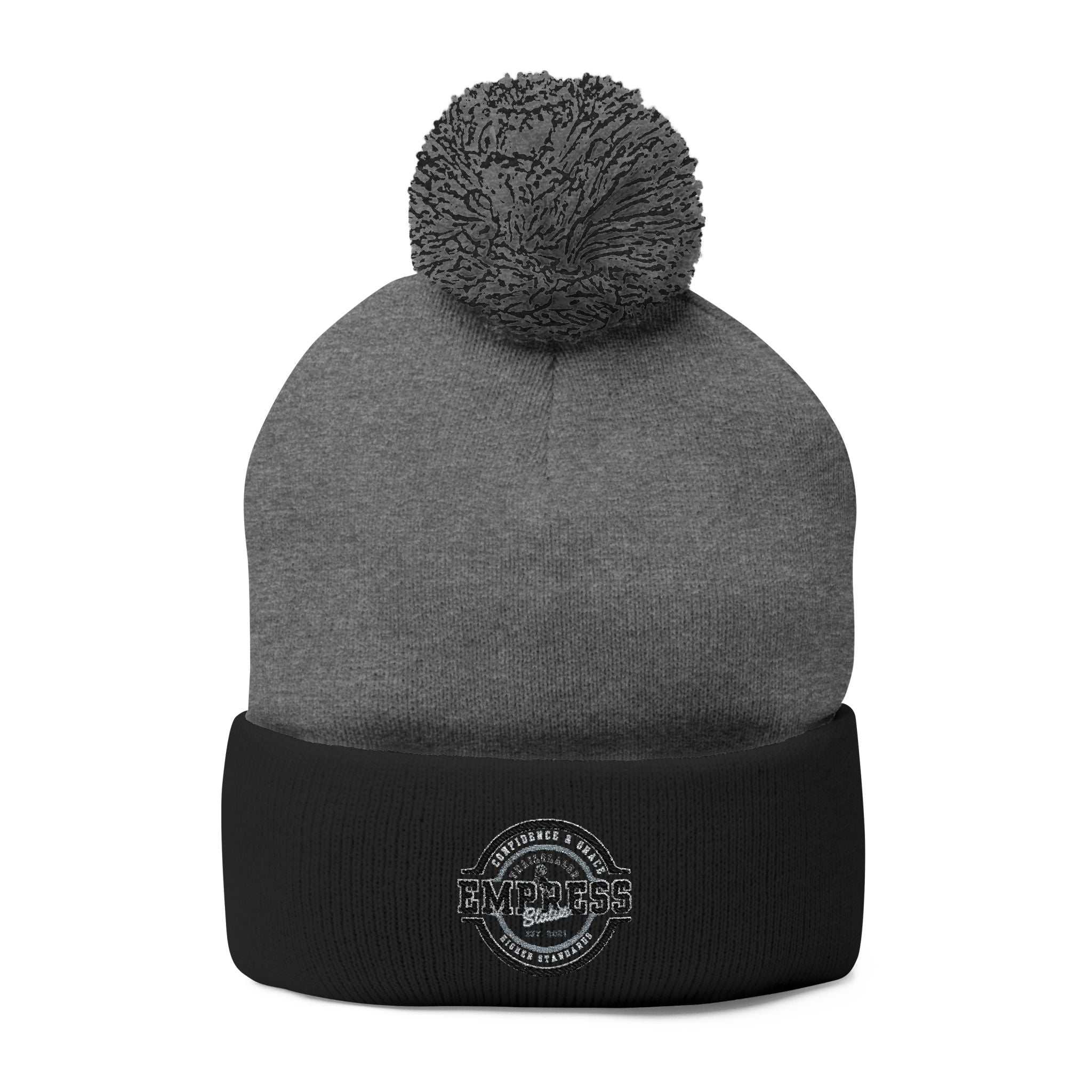 Empress Status Trailblazer Confidence Pom-Pom Knit Cap – Embroidered BHatsEmpress Pom-Pom Knit Cap