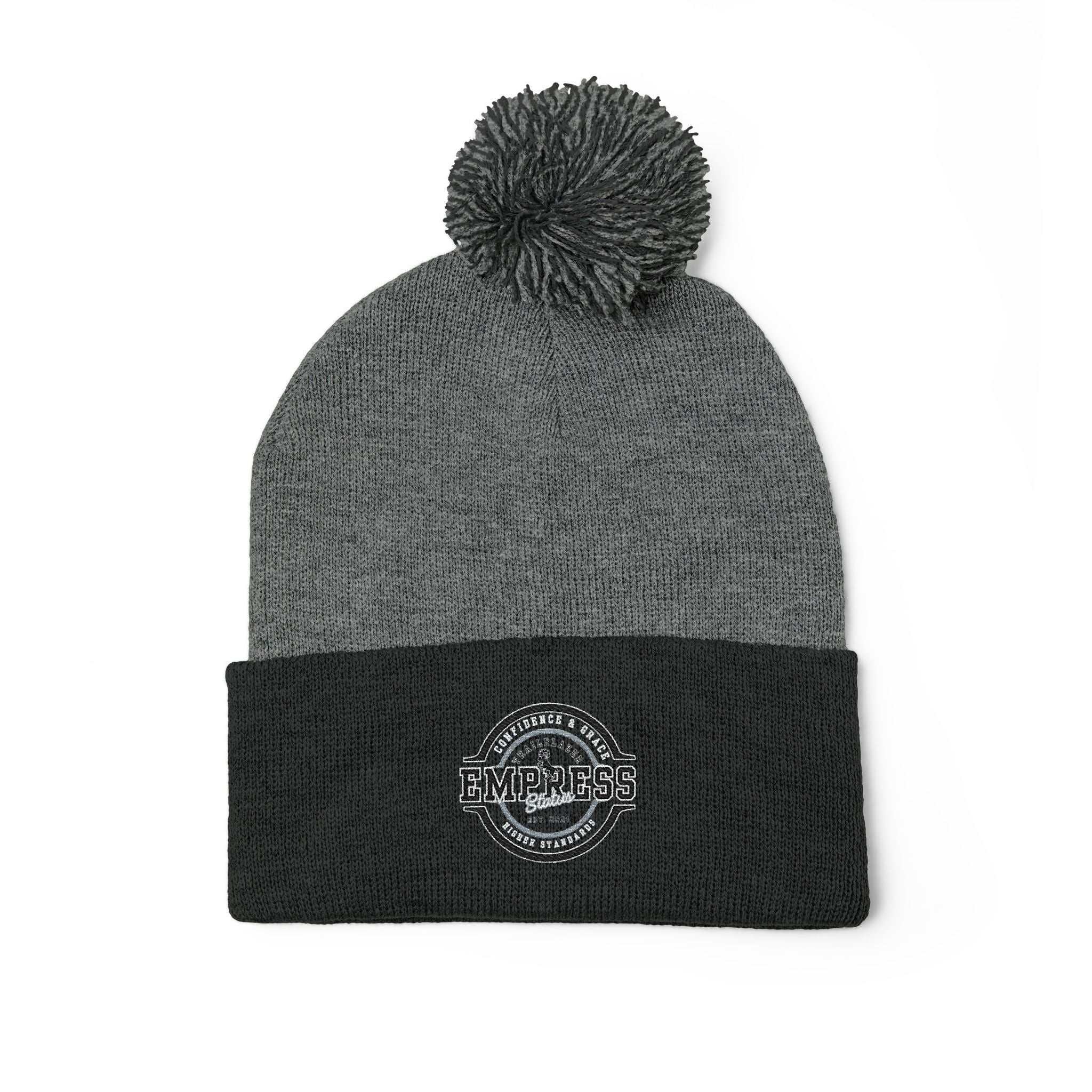 Empress Status Trailblazer Confidence Pom-Pom Knit Cap – Embroidered BHatsEmpress Pom-Pom Knit Cap
