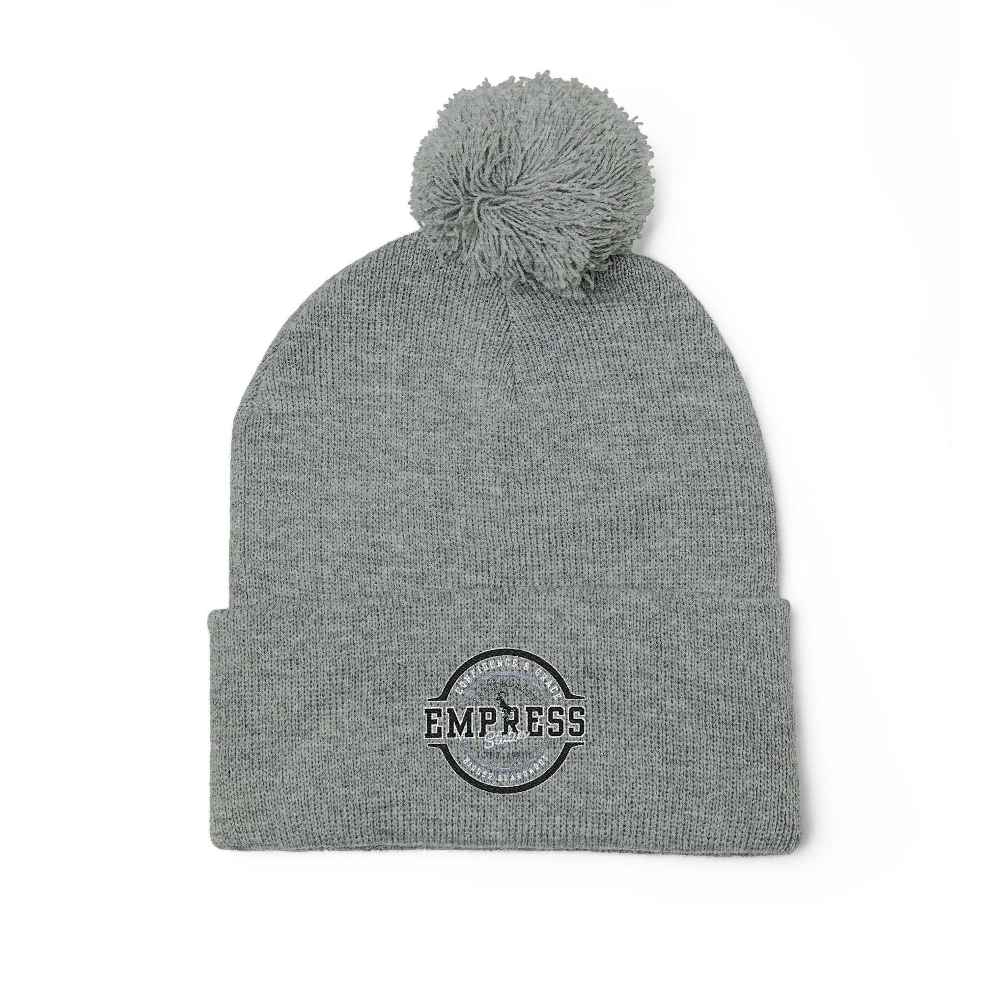 Empress Status Trailblazer Confidence Pom-Pom Knit Cap – Embroidered BHatsEmpress Pom-Pom Knit Cap