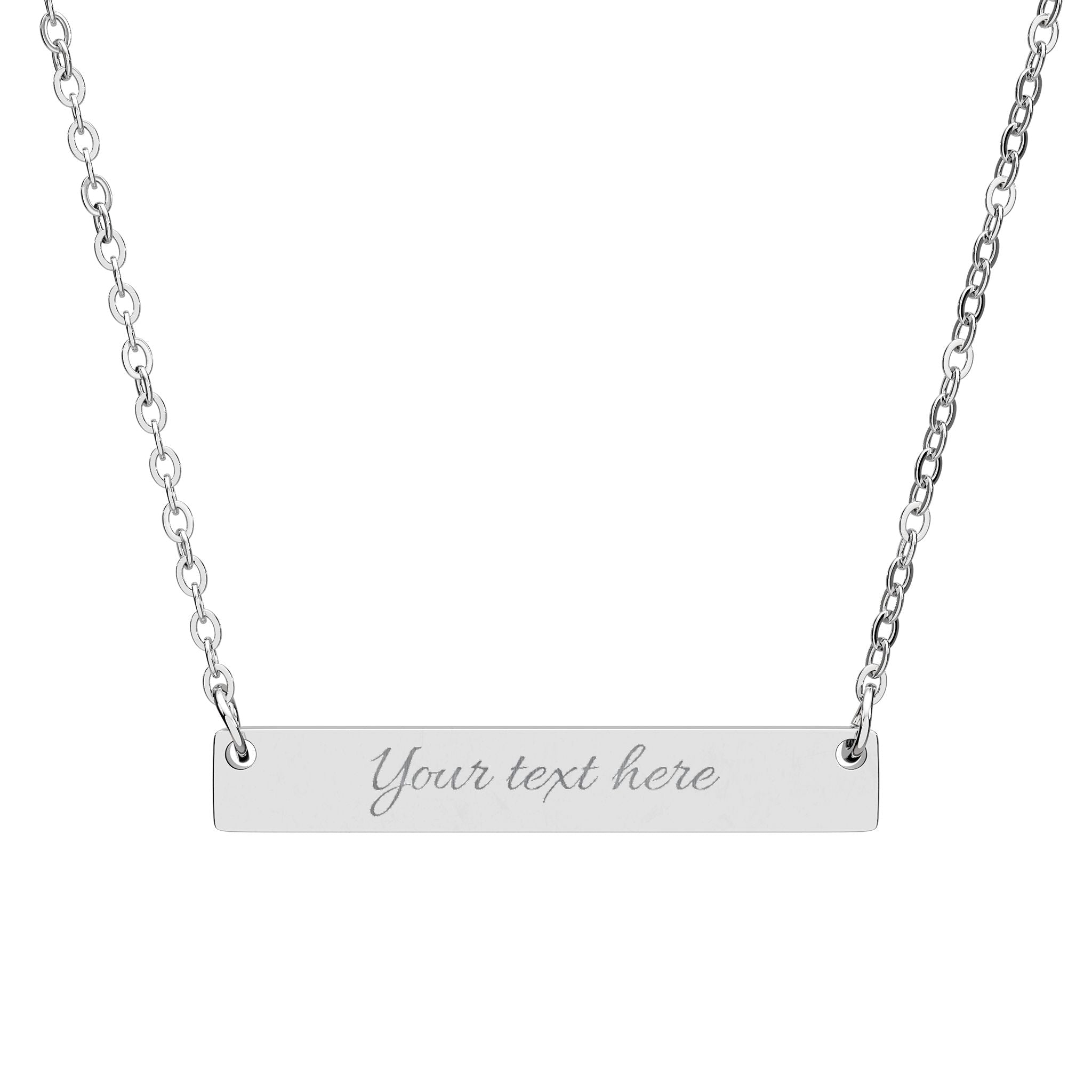 Engravable Horizontal Bar Necklace — Personalized Name & Message Pendant