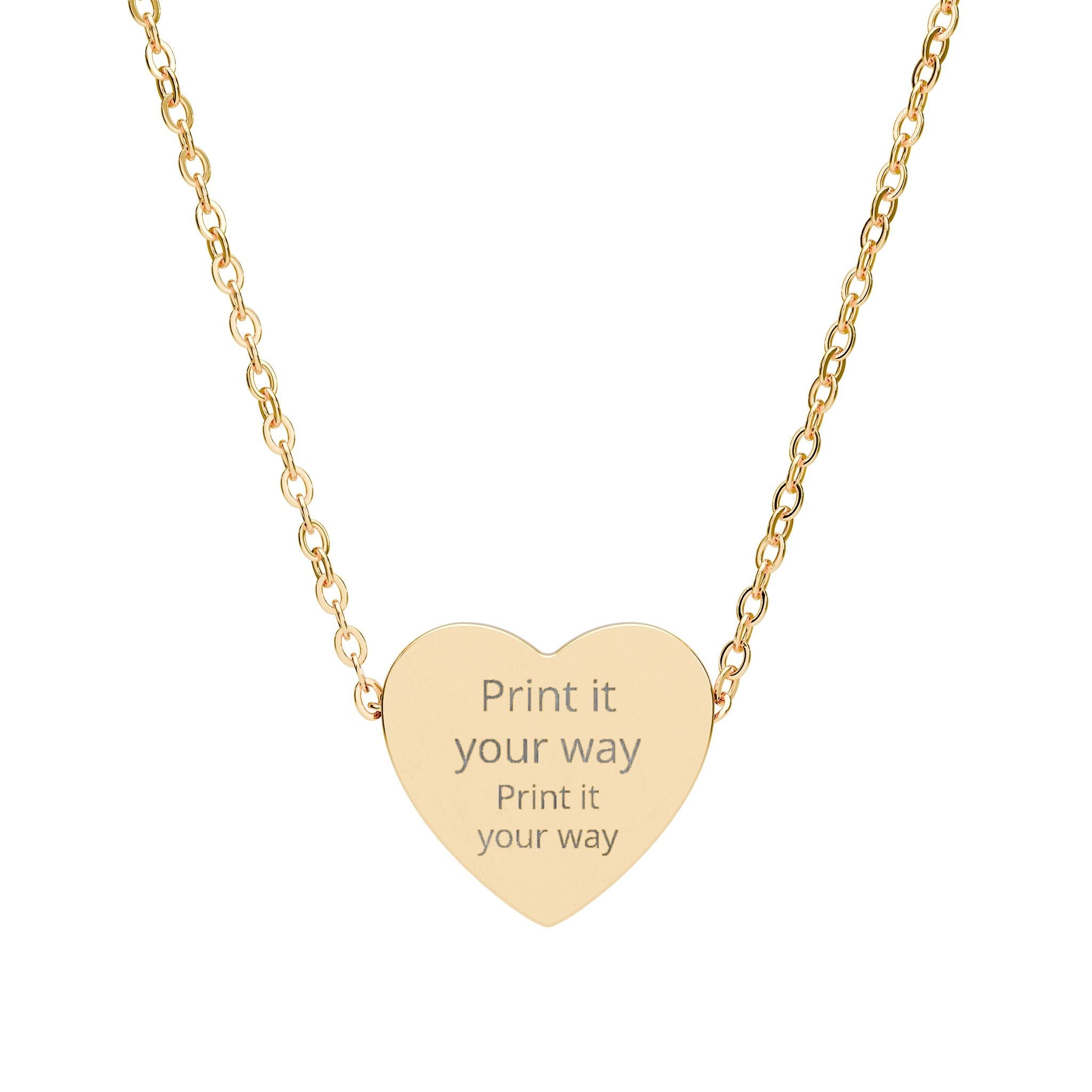 Engraved Heart Necklace — Personalized 'Print It Your Way Text' Pendant