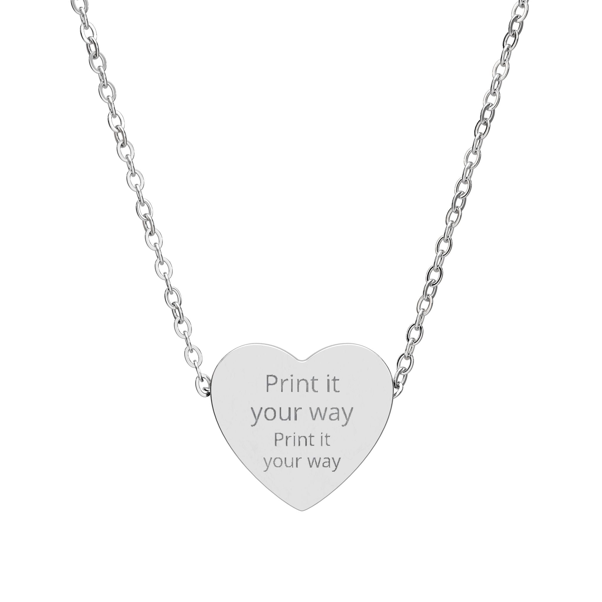 Engraved Heart Necklace — Personalized 'Print It Your Way Text' Pendant