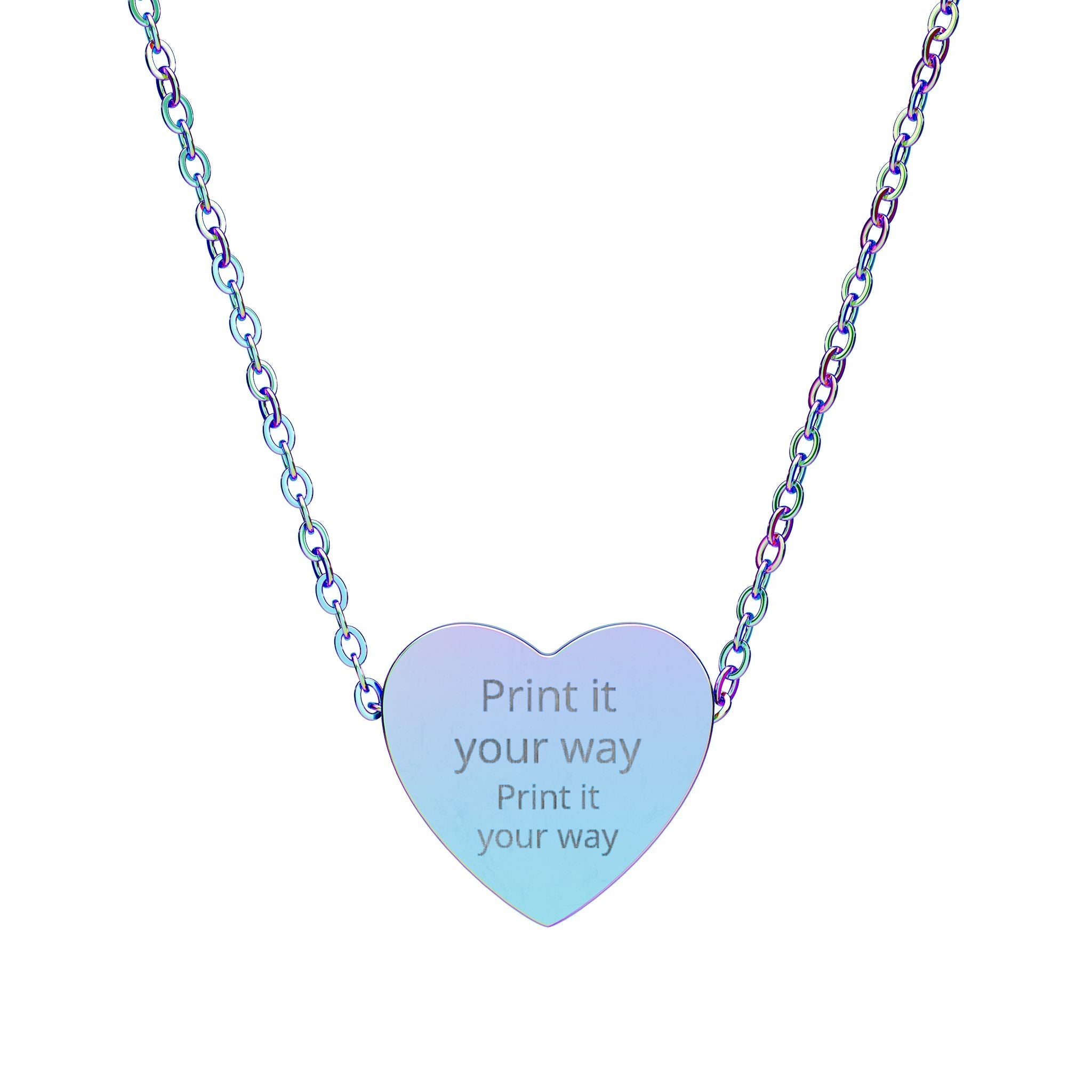 Engraved Heart Necklace — Personalized 'Print It Your Way Text' Pendant