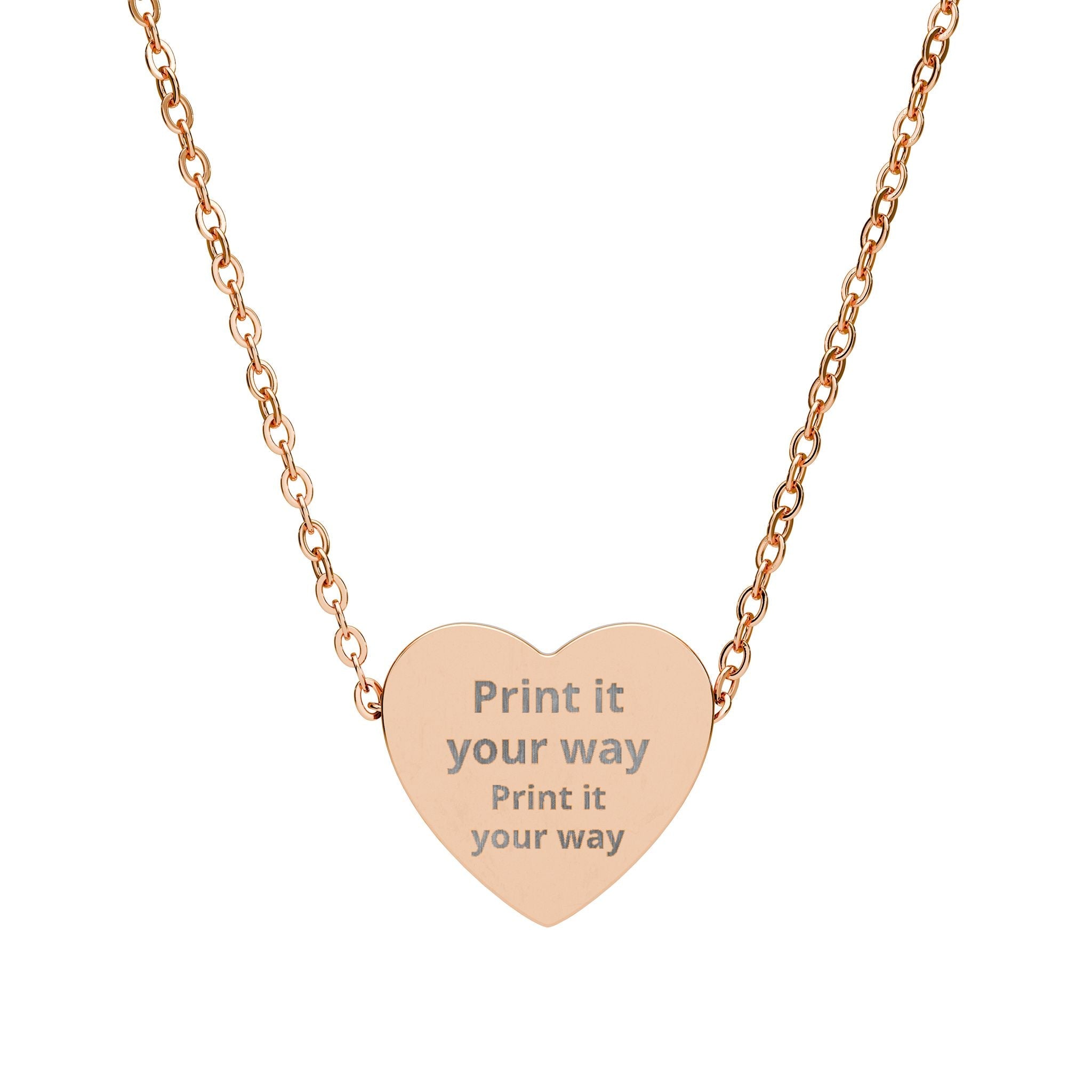 Engraved Heart Necklace — Personalized 'Print It Your Way Text' Pendant