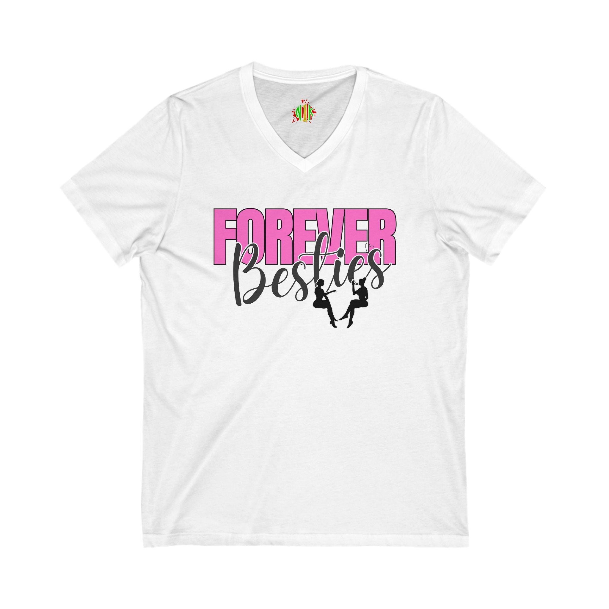 Forever Besties V-Neck Tee, Friendship Gift, Best Friend Shirt, Cute CV-neckForever Besties V-Neck Tee
