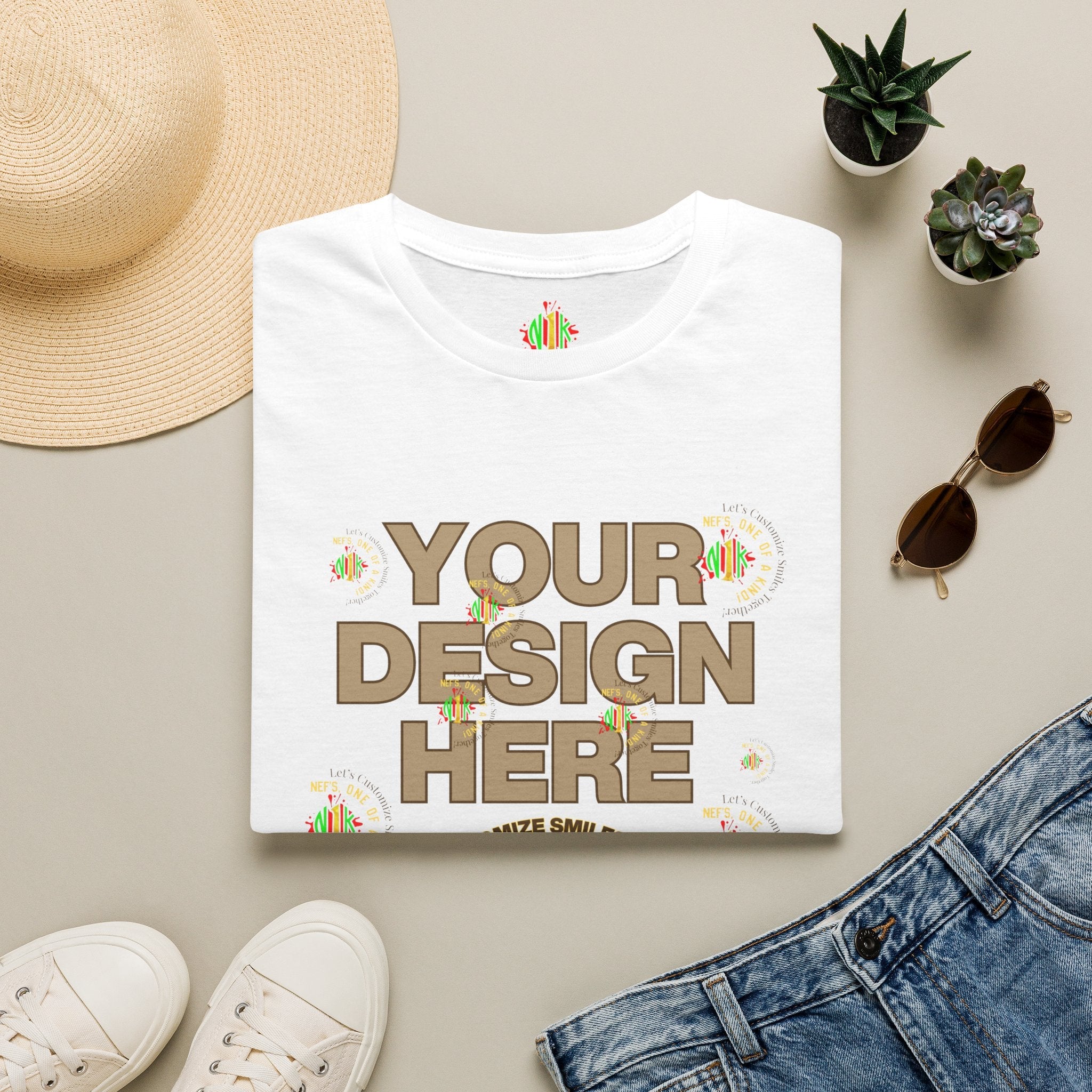Front and Back Customizable Unisex T-Shirt — Add Your Photo Only