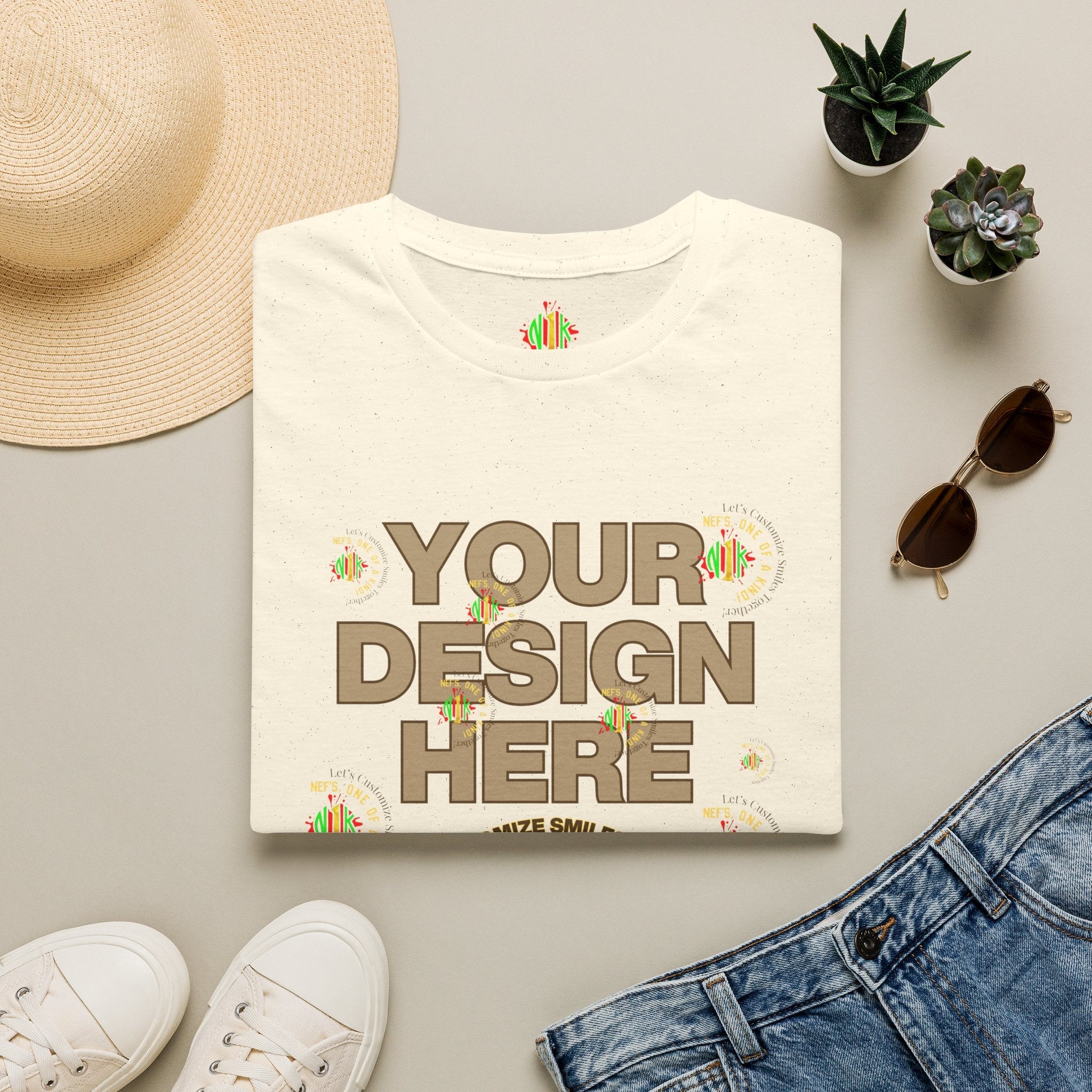 Front and Back Customizable Unisex T-Shirt — Add Your Photo Only