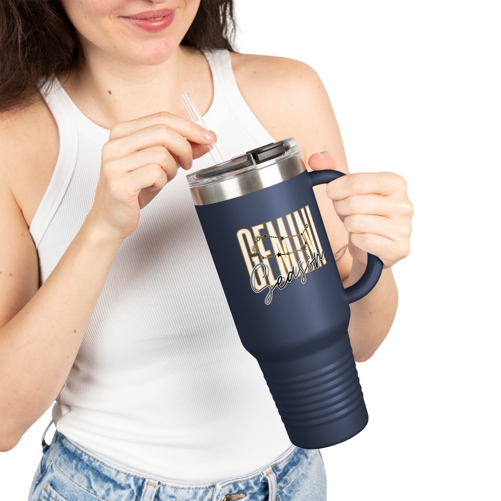 Gemini Season Insulated Travel Mug, 40oz | Astrology Drinkware for CofMugGemini Season Insulated Travel Mug