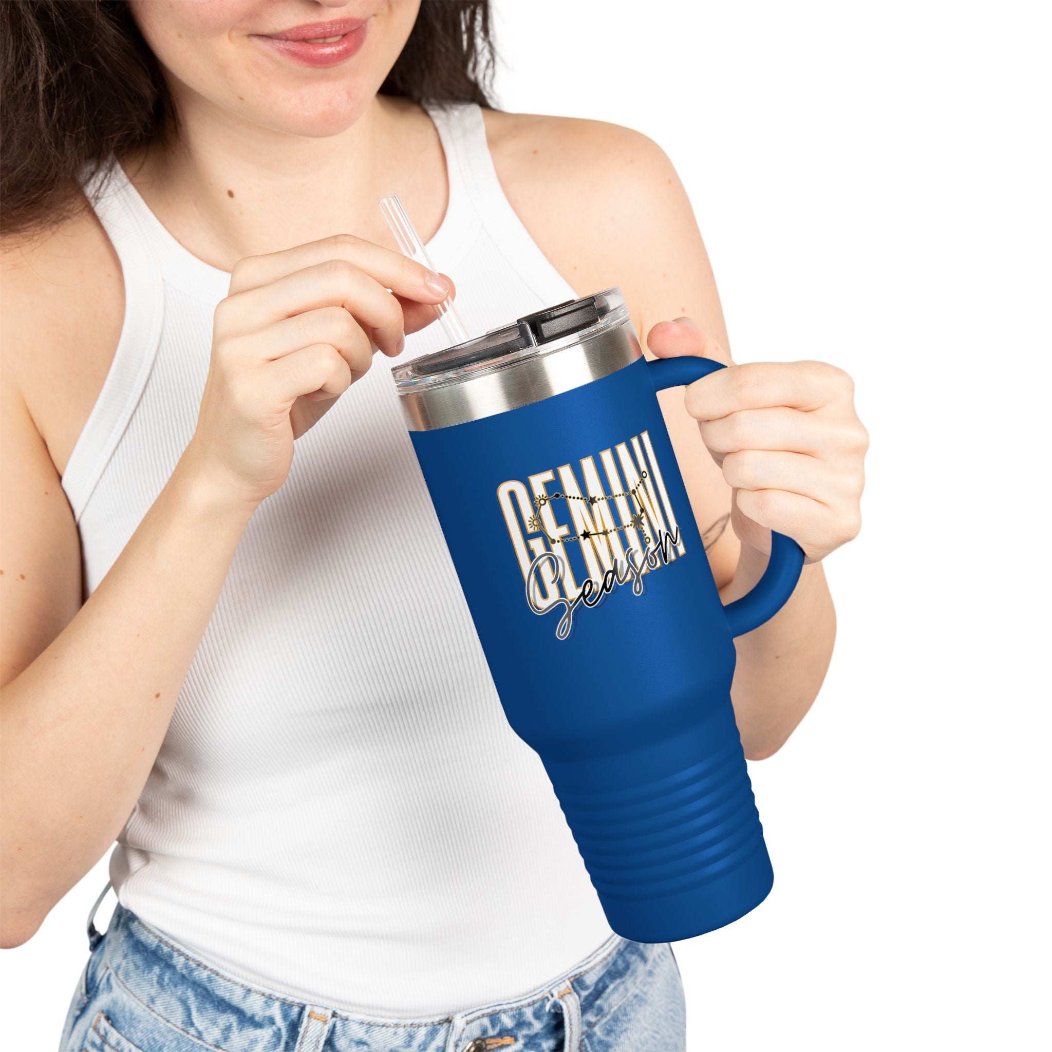 Gemini Season Insulated Travel Mug, 40oz | Astrology Drinkware for CofMugGemini Season Insulated Travel Mug