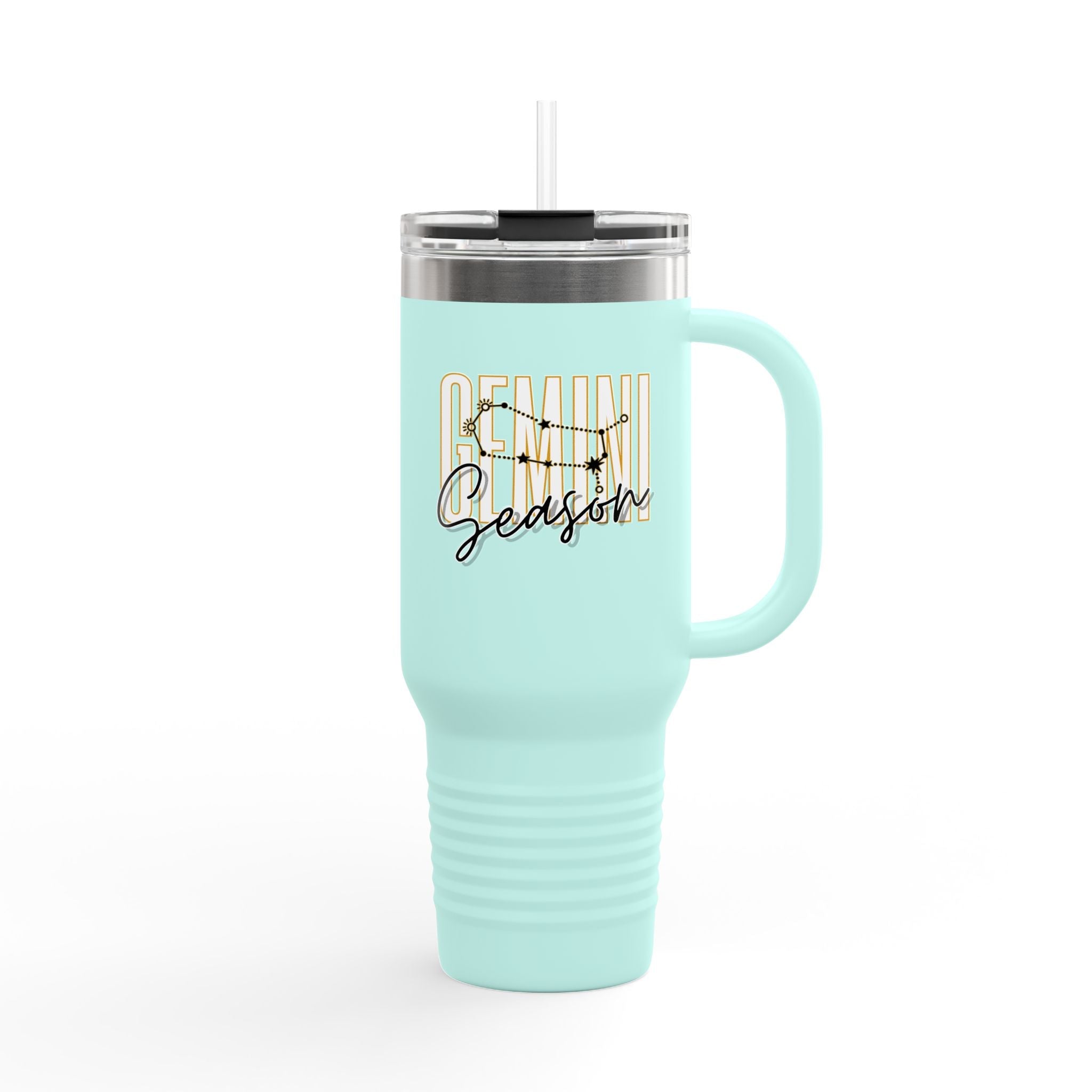 Gemini Season Insulated Travel Mug, 40oz | Astrology Drinkware for CofMugGemini Season Insulated Travel Mug