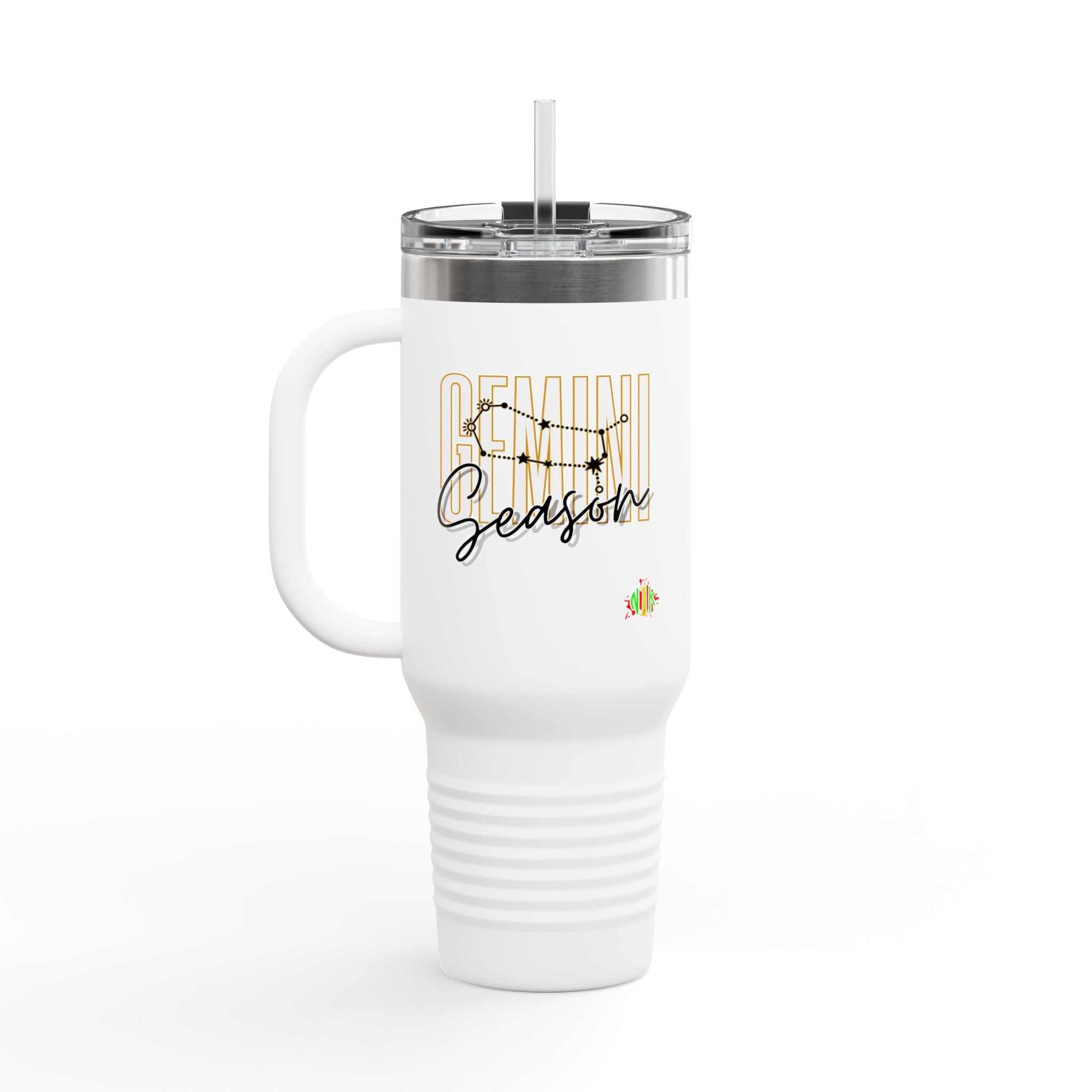 Gemini Season Insulated Travel Mug, 40oz | Astrology Drinkware for CofMugGemini Season Insulated Travel Mug