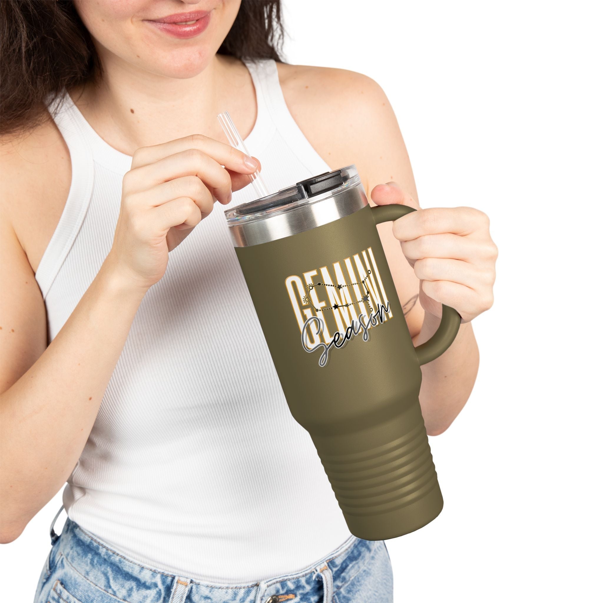 Gemini Season Insulated Travel Mug, 40oz | Astrology Drinkware for CofMugGemini Season Insulated Travel Mug