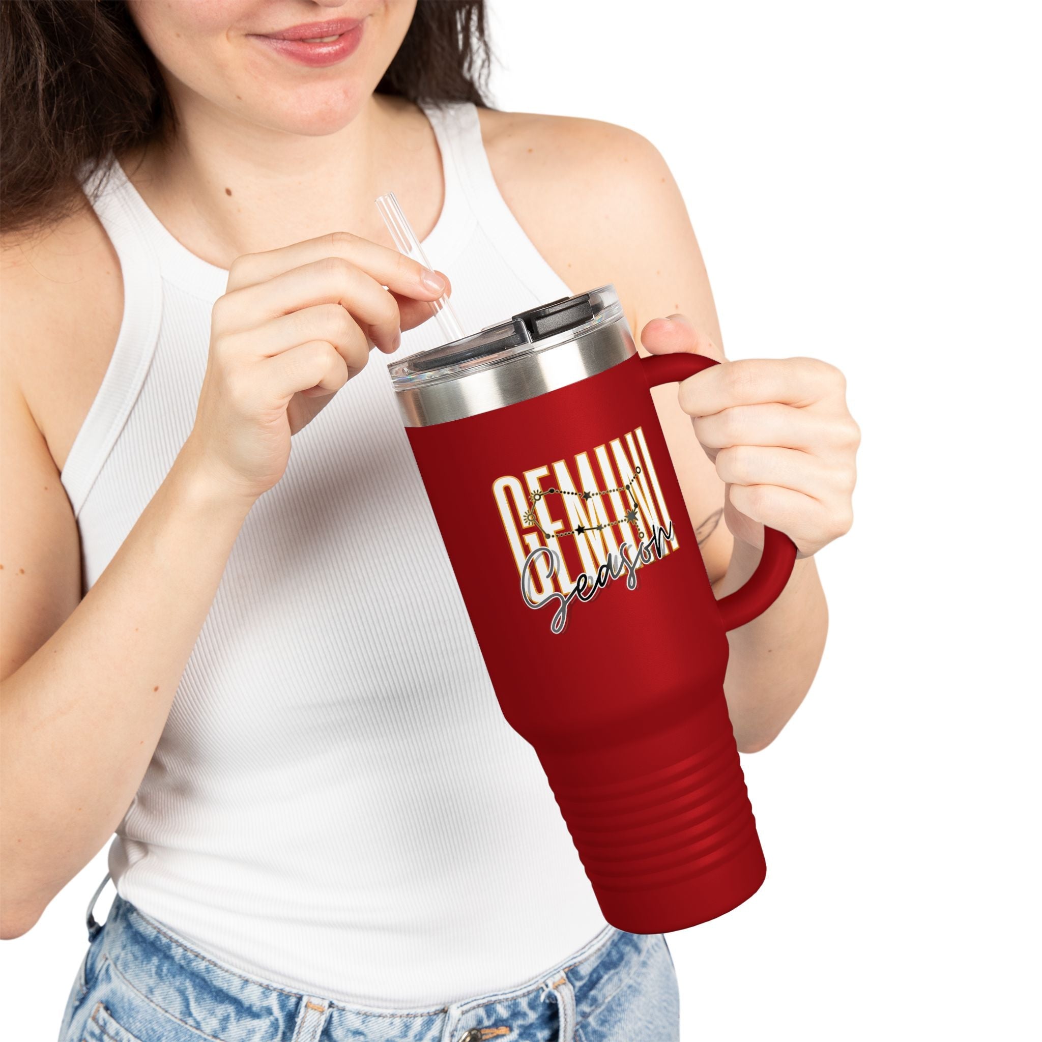 Gemini Season Insulated Travel Mug, 40oz | Astrology Drinkware for CofMugGemini Season Insulated Travel Mug