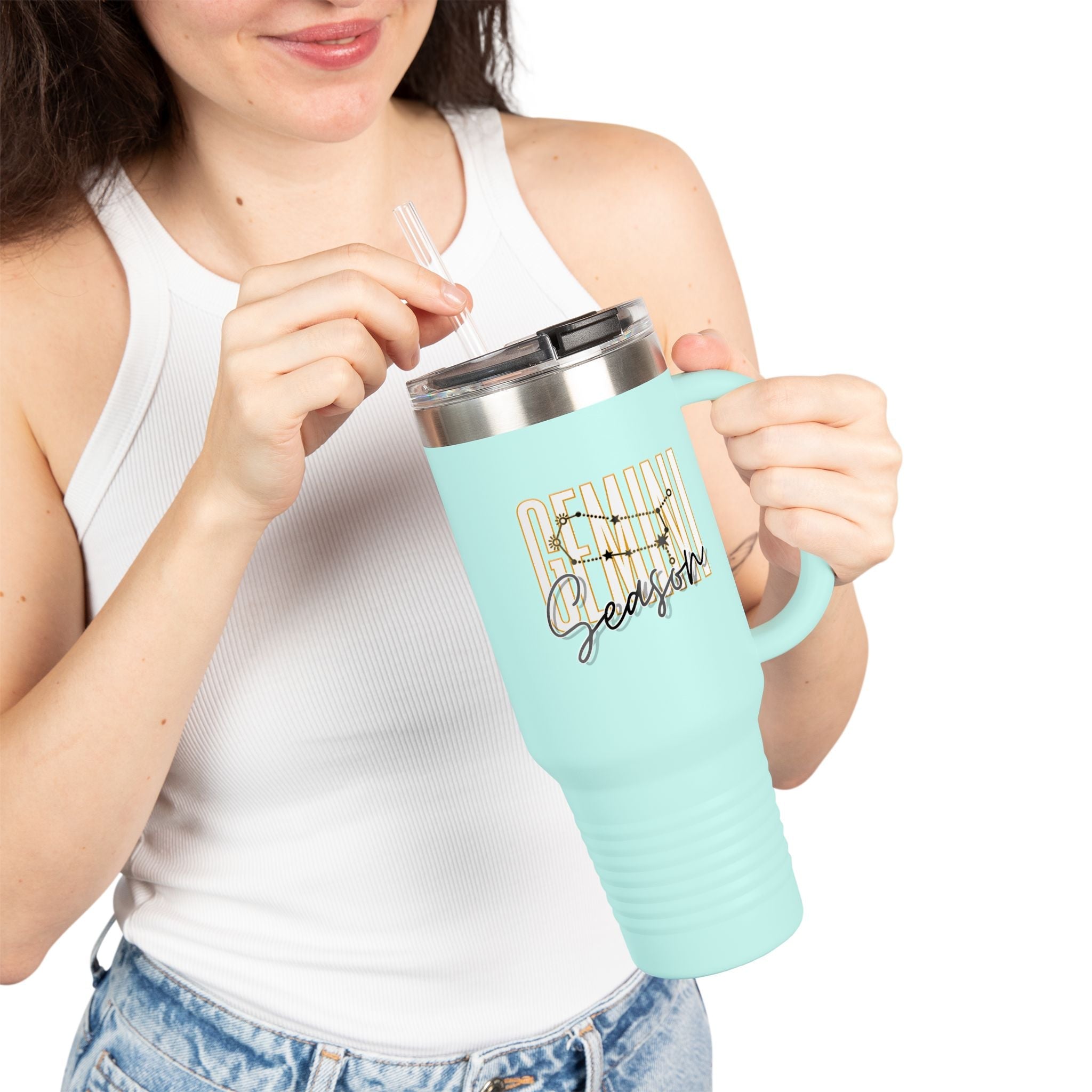 Gemini Season Insulated Travel Mug, 40oz | Astrology Drinkware for CofMugGemini Season Insulated Travel Mug
