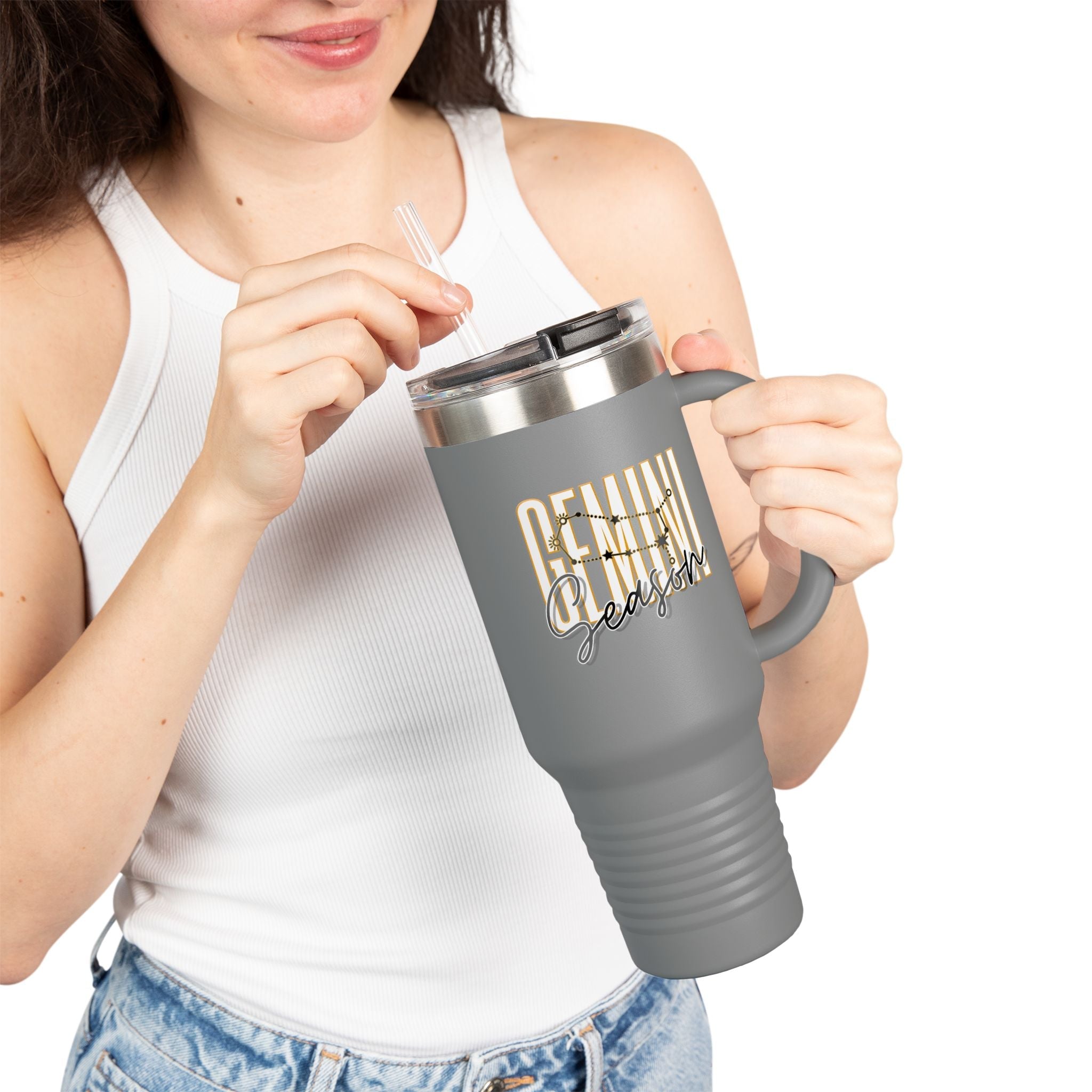 Gemini Season Insulated Travel Mug, 40oz | Astrology Drinkware for CofMugGemini Season Insulated Travel Mug