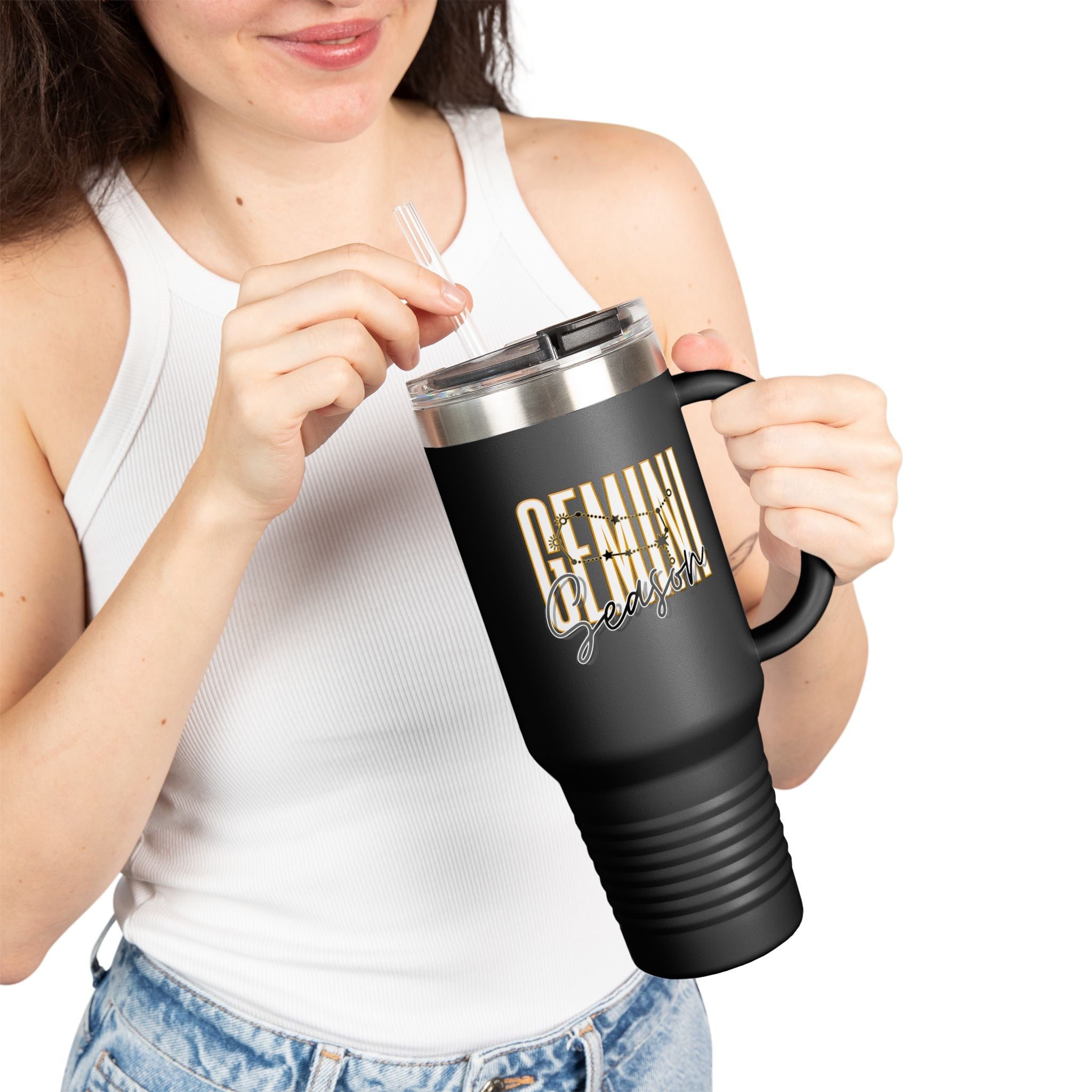 Gemini Season Insulated Travel Mug, 40oz | Astrology Drinkware for CofMugGemini Season Insulated Travel Mug